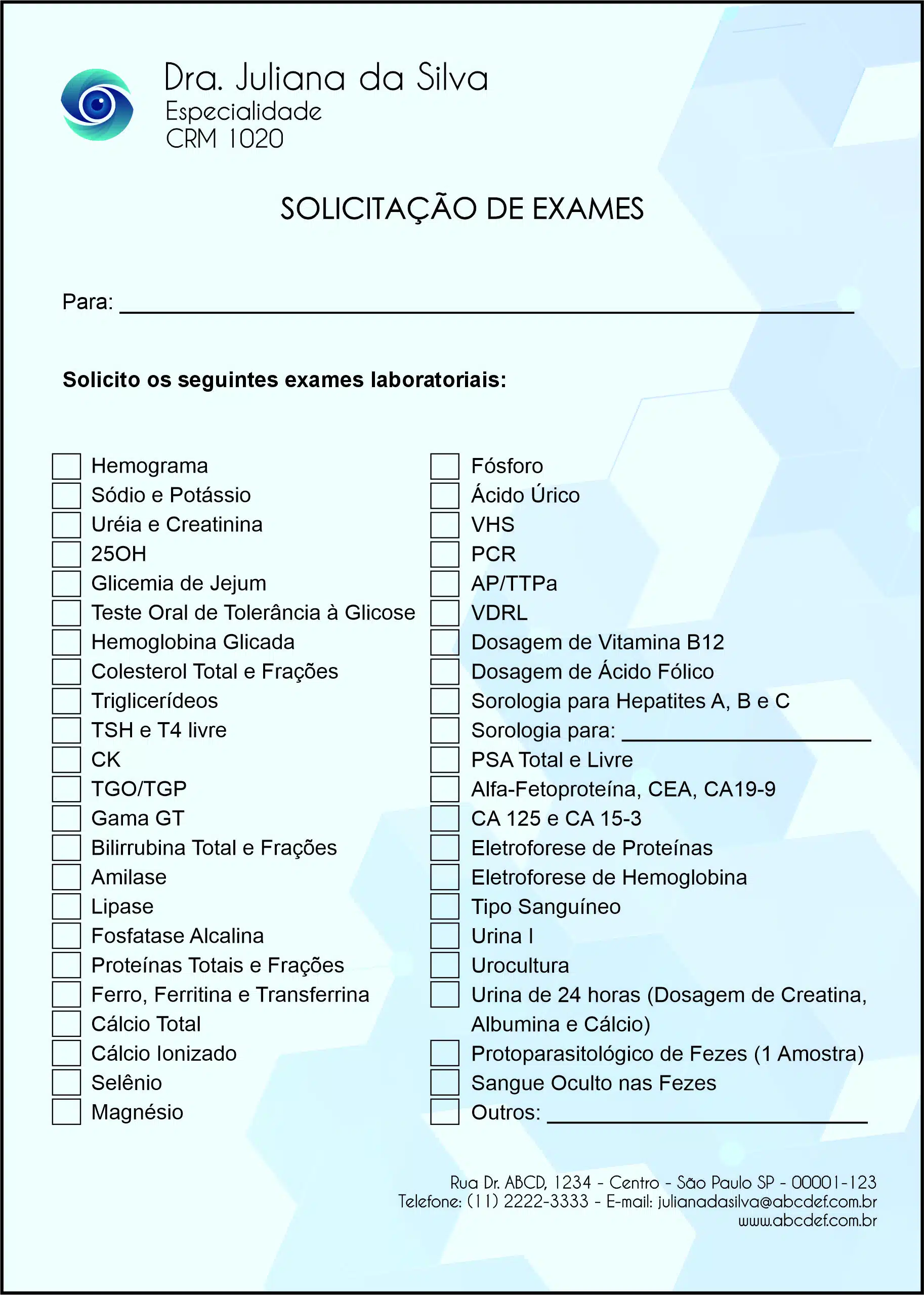 Solicitação de Exames Oftalmologia Visby
