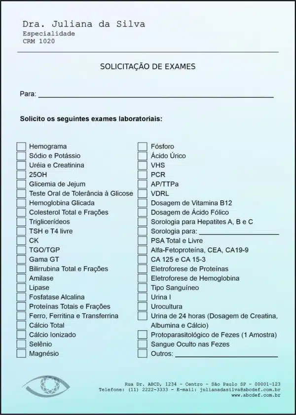 Solicitação de Exames Oftalmologia Kiruna Solicitação de Exames Oftalmologia Kiruna