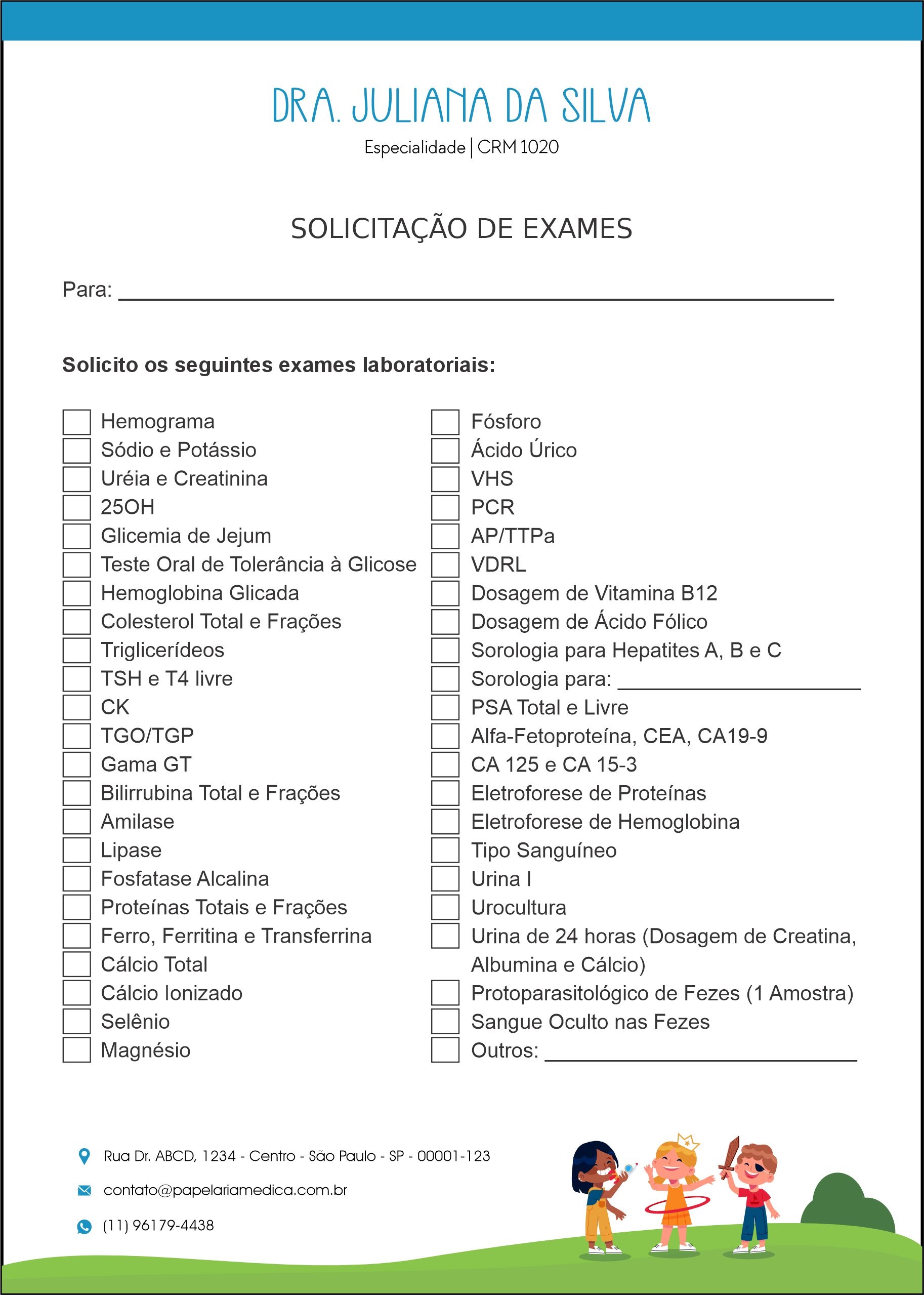 Solicitação de Exames Pediatra Toruń