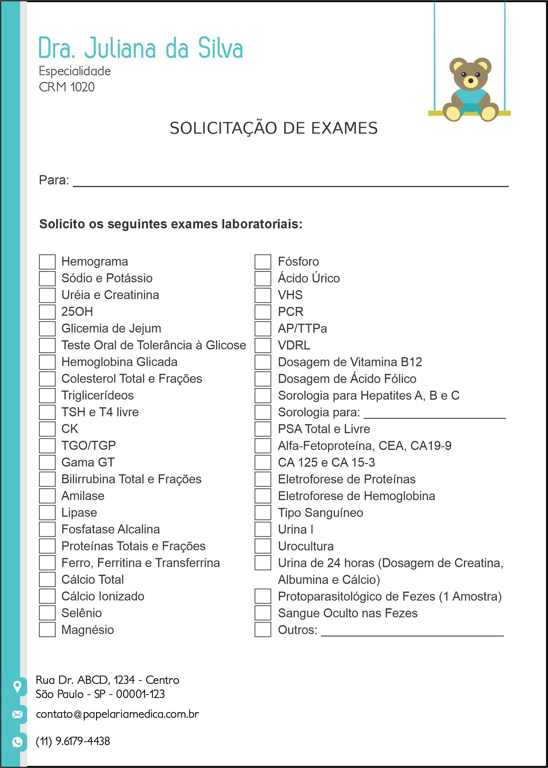 Solicitação de Exames Pediatra Katovice
