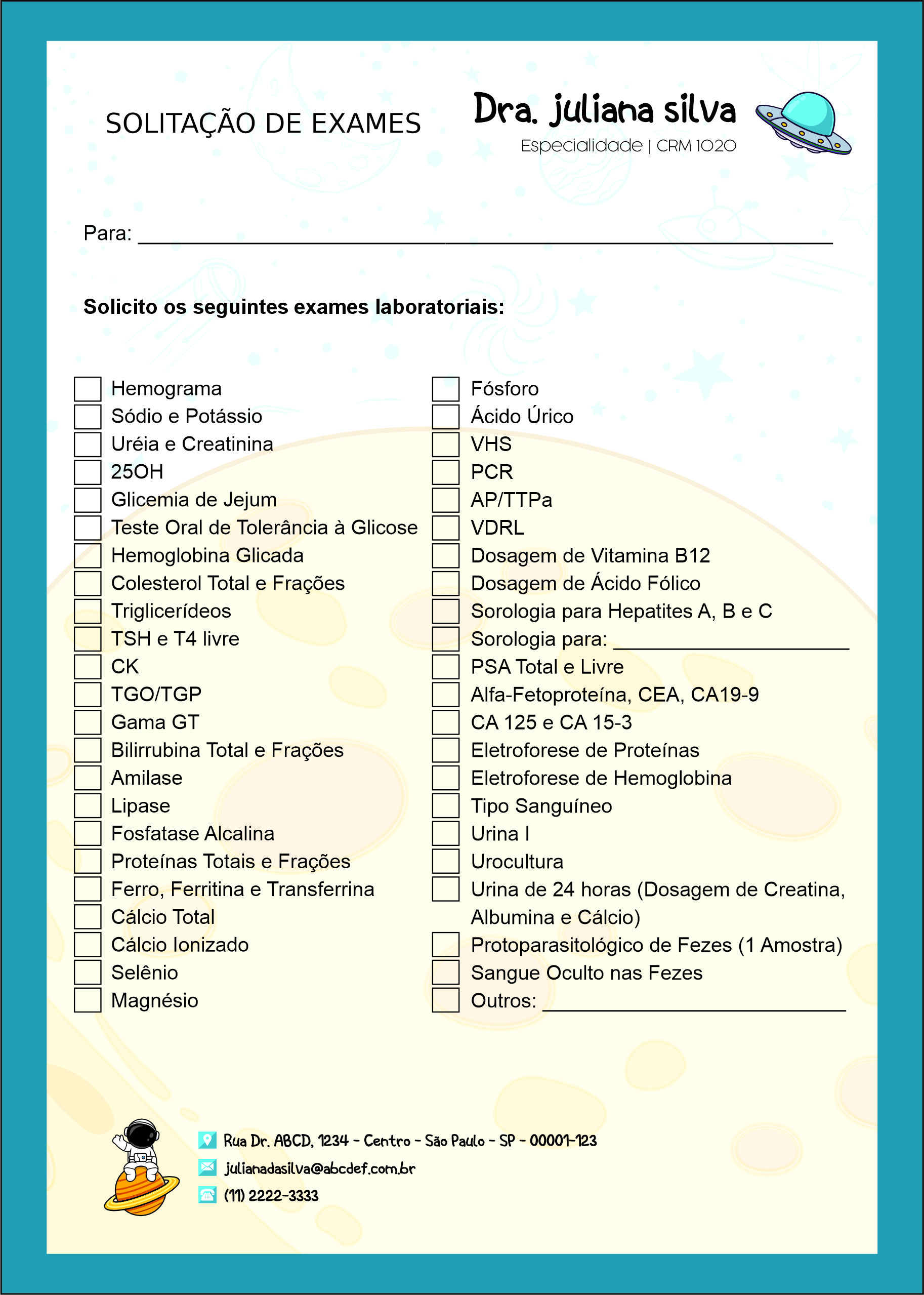 Solicitação de Exames Pediatra Bytom