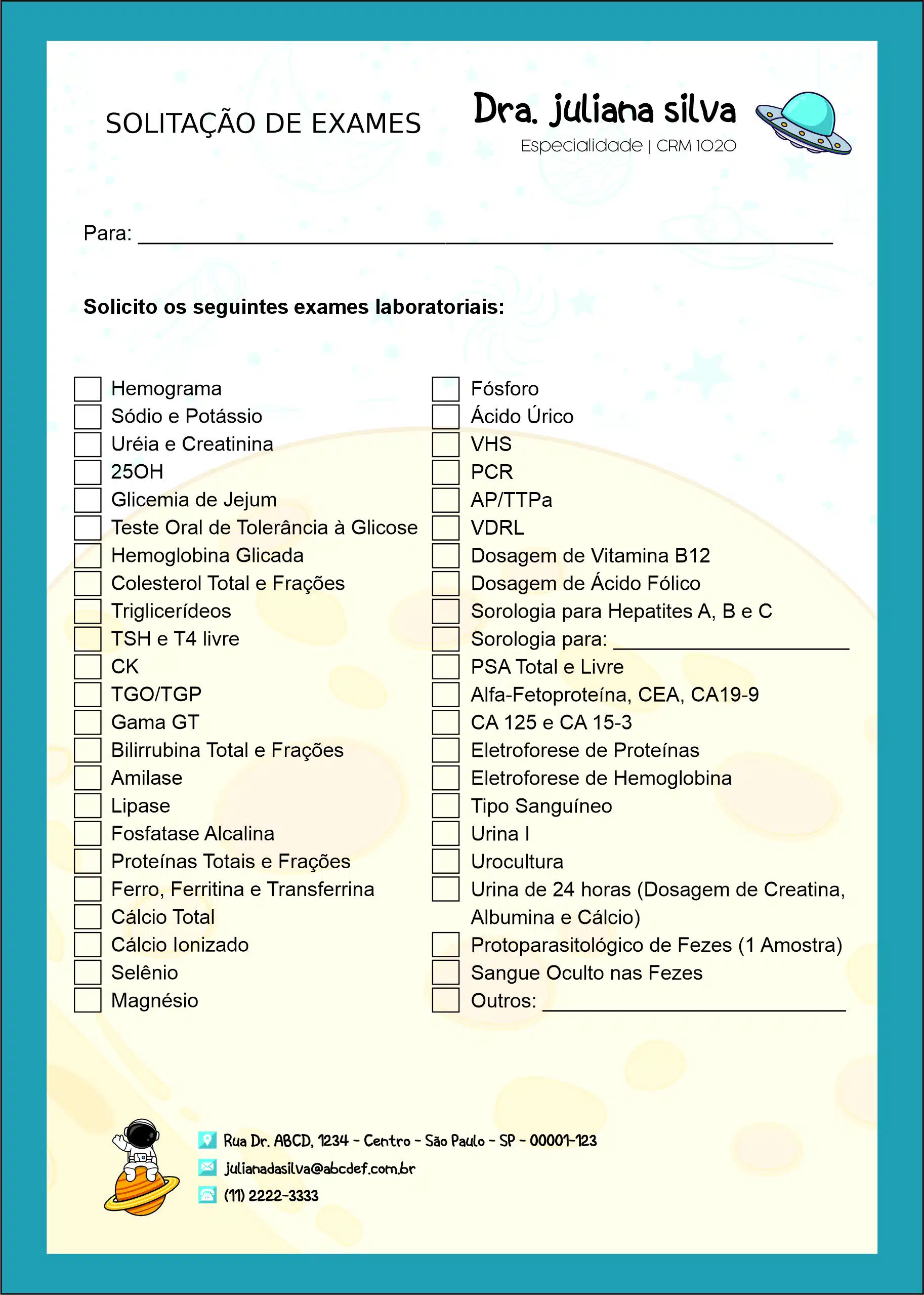 Solicitação de Exames Pediatra Bytom
