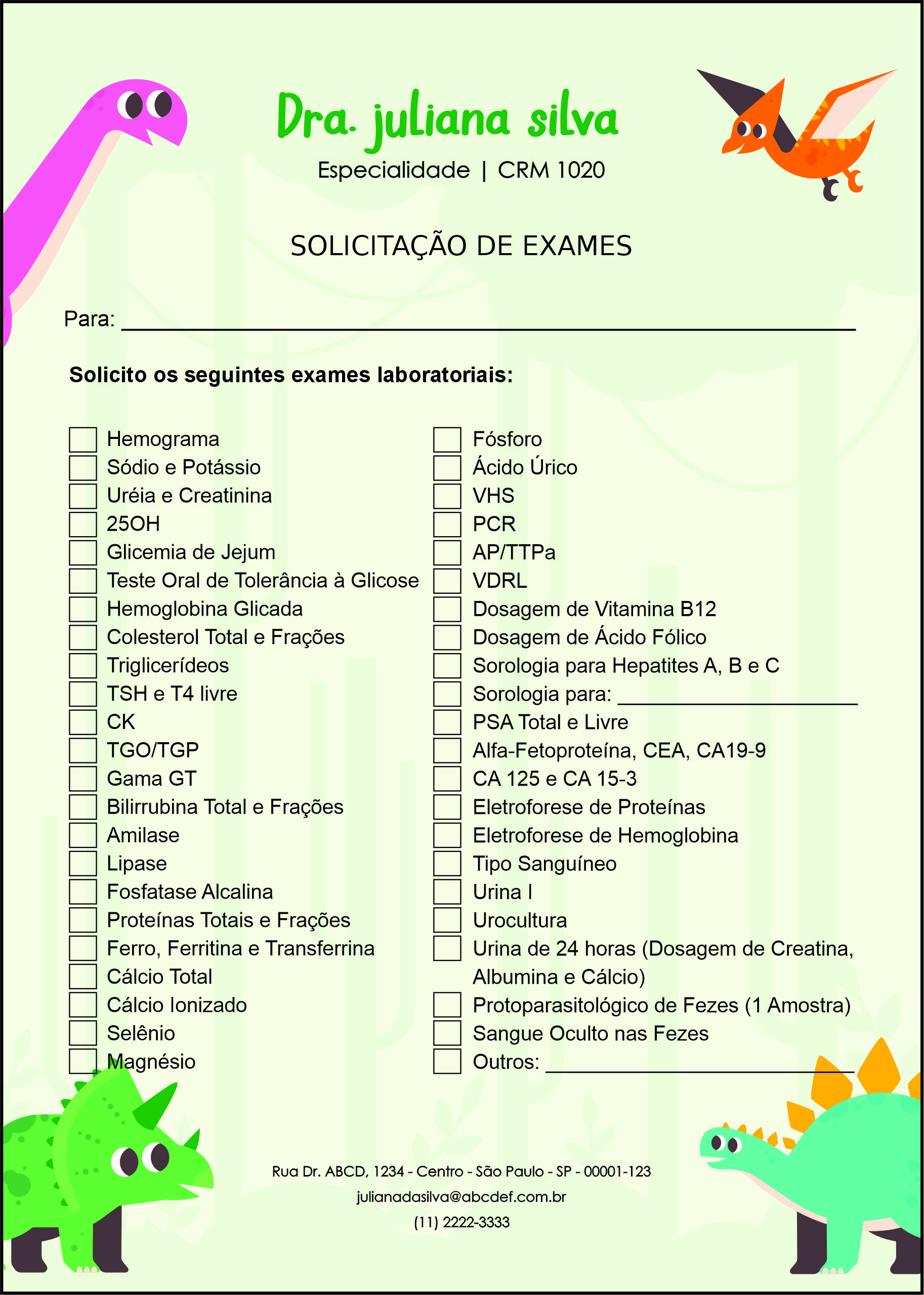 Solicitação de Exames Pediatra Sopot