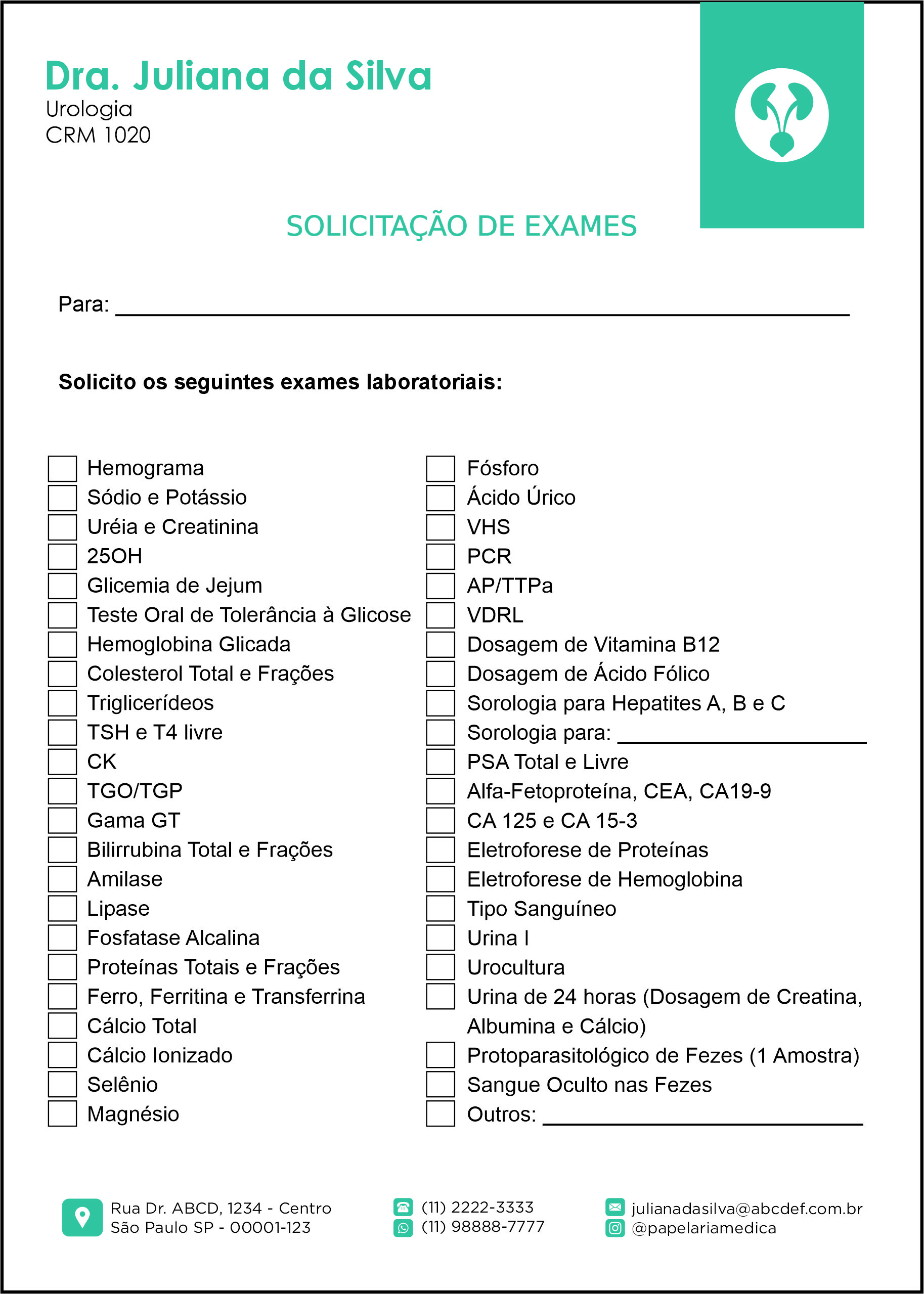 Solicitação de Exames Urologia Lisboa
