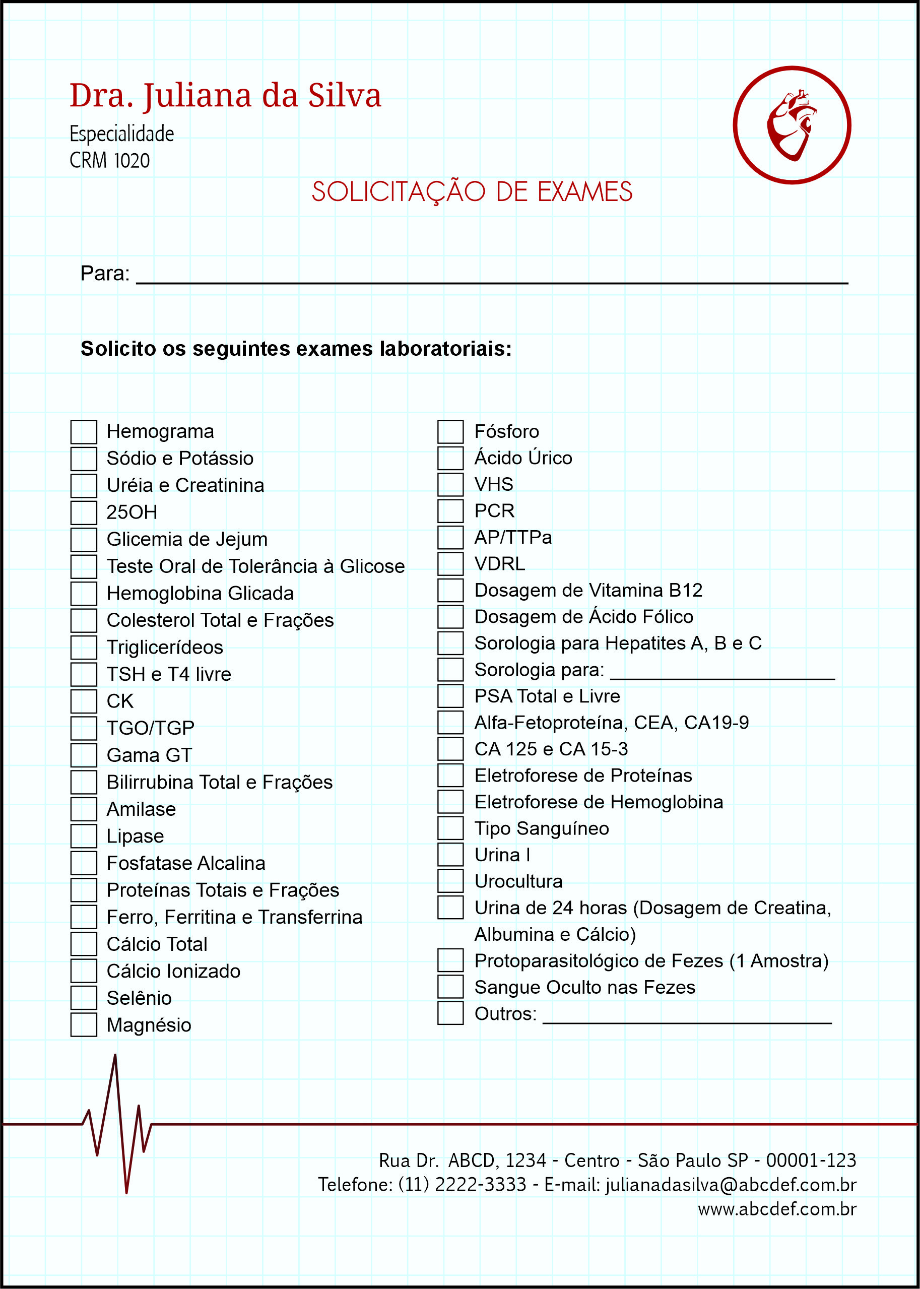 Solicitação de Exames Cardiologista Eindhoven