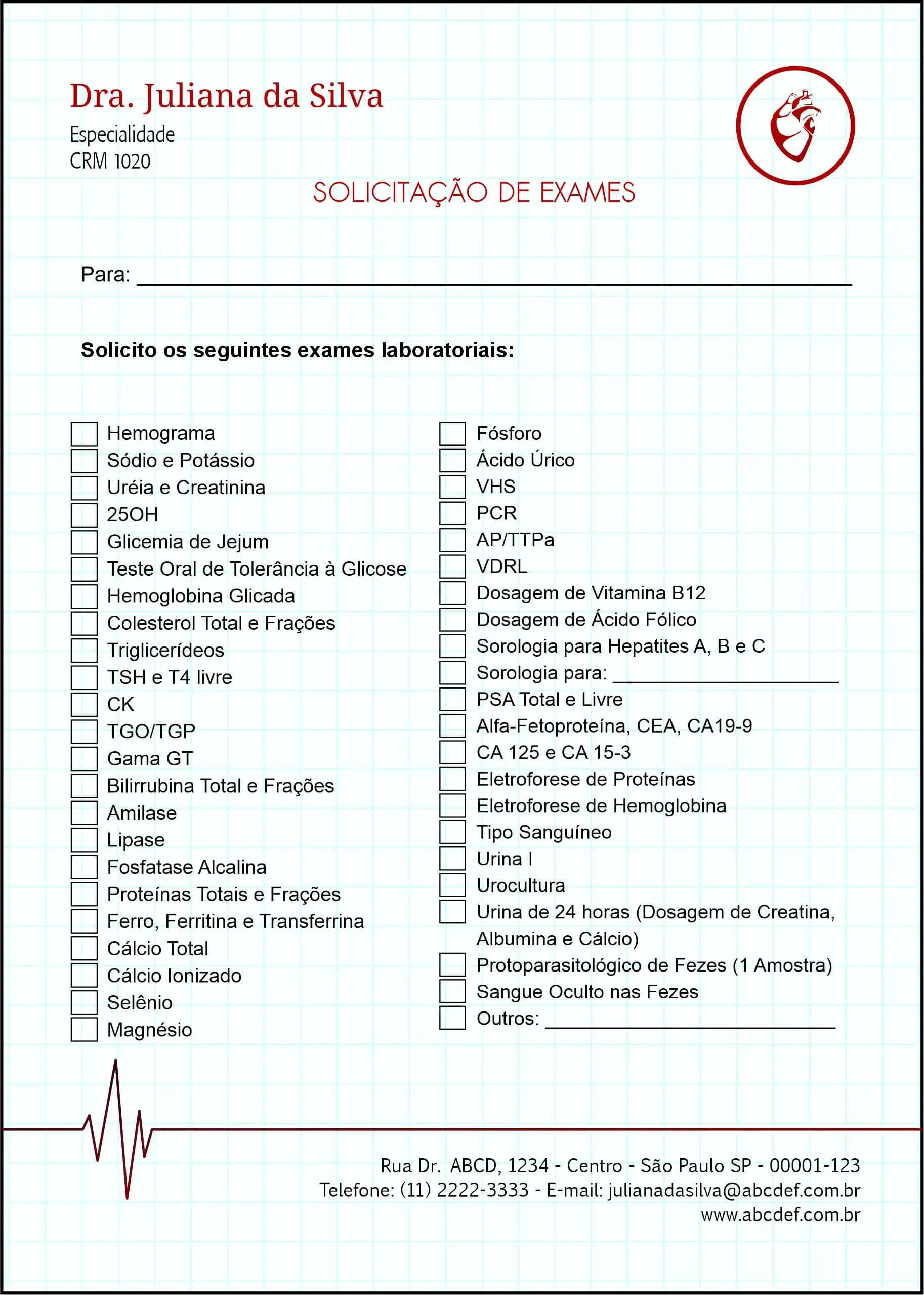 Solicitação de Exames Cardiologista Eindhoven