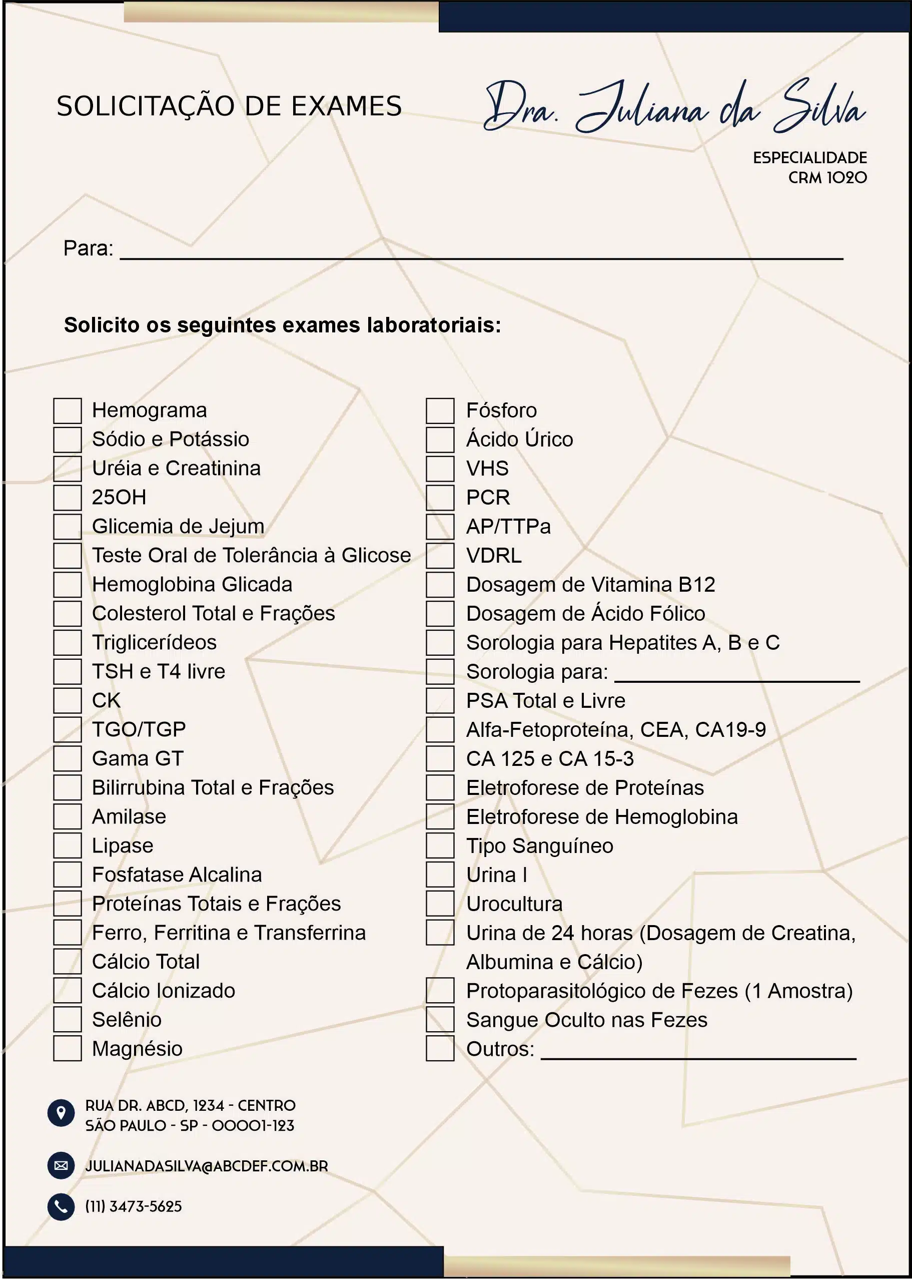 Solicitação de Exames Dermatologista Brighton