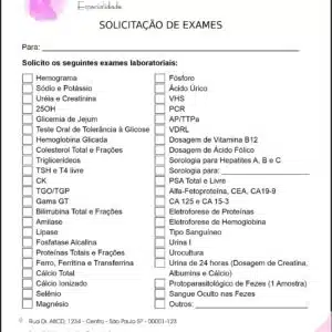 Solicitação de Exames Dermatologista Bath