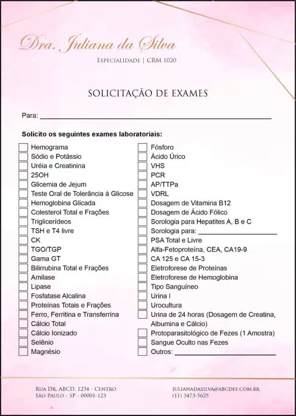 Solicitação de Exames Dermatologista Cambridge Solicitação de Exames Dermatologista Cambridge