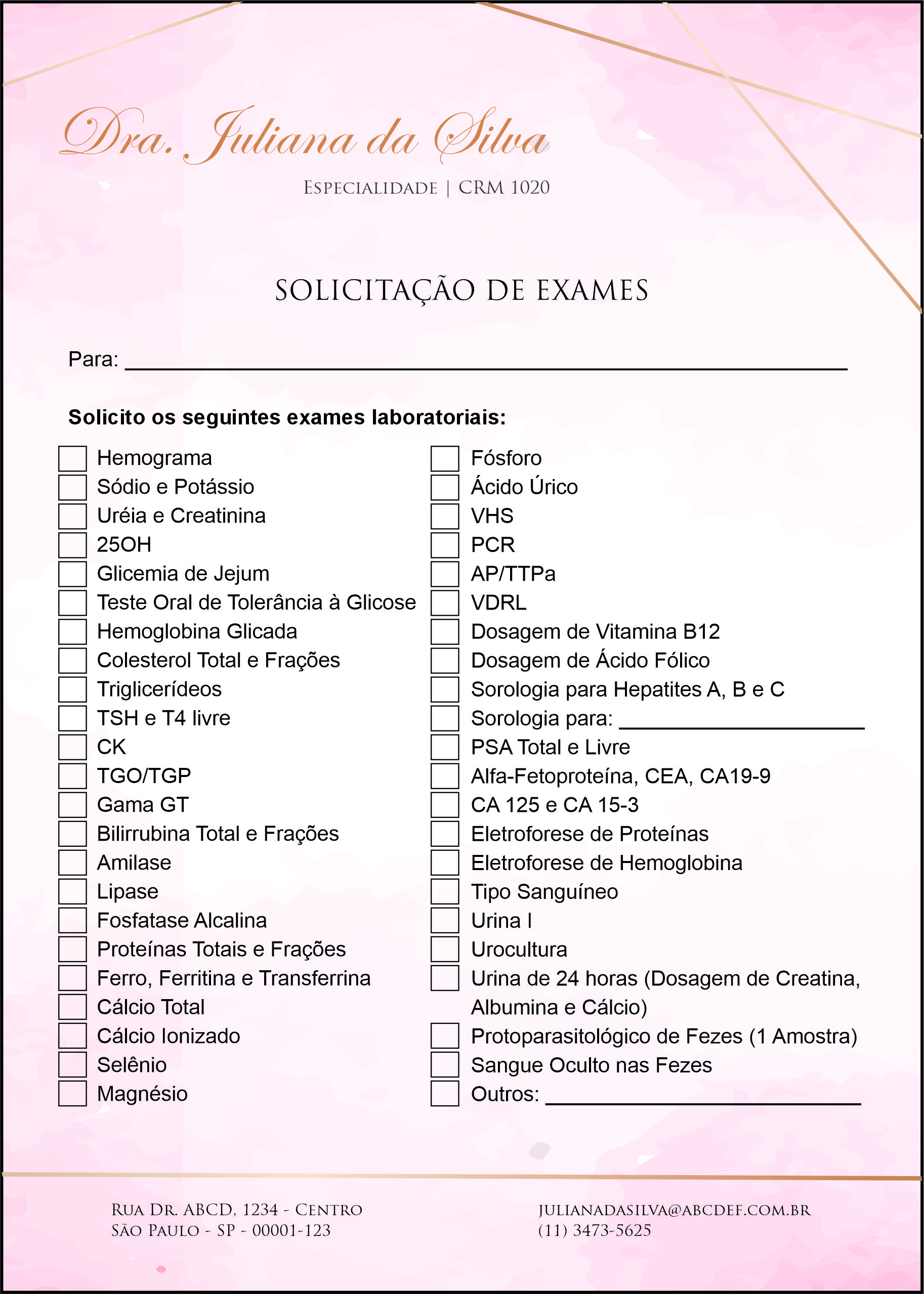 Solicitação de Exames Dermatologista Cambridge