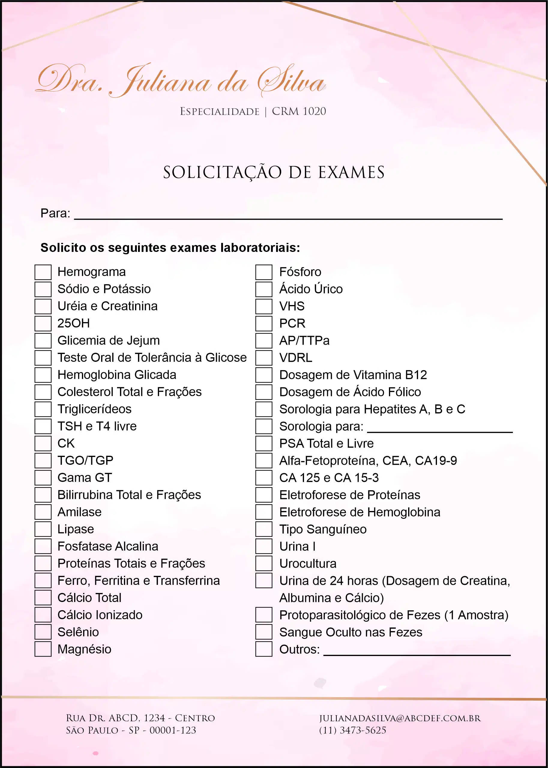 Solicitação de Exames Dermatologista Cambridge