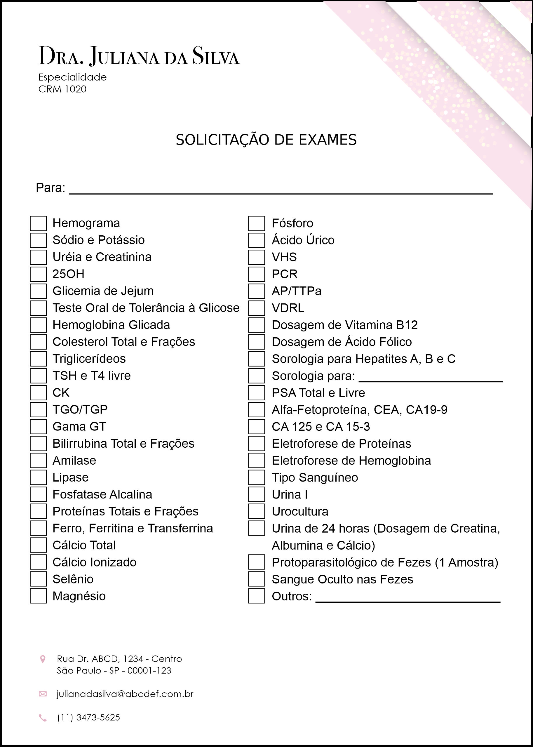 Solicitação de Exames Dermatologista Burford
