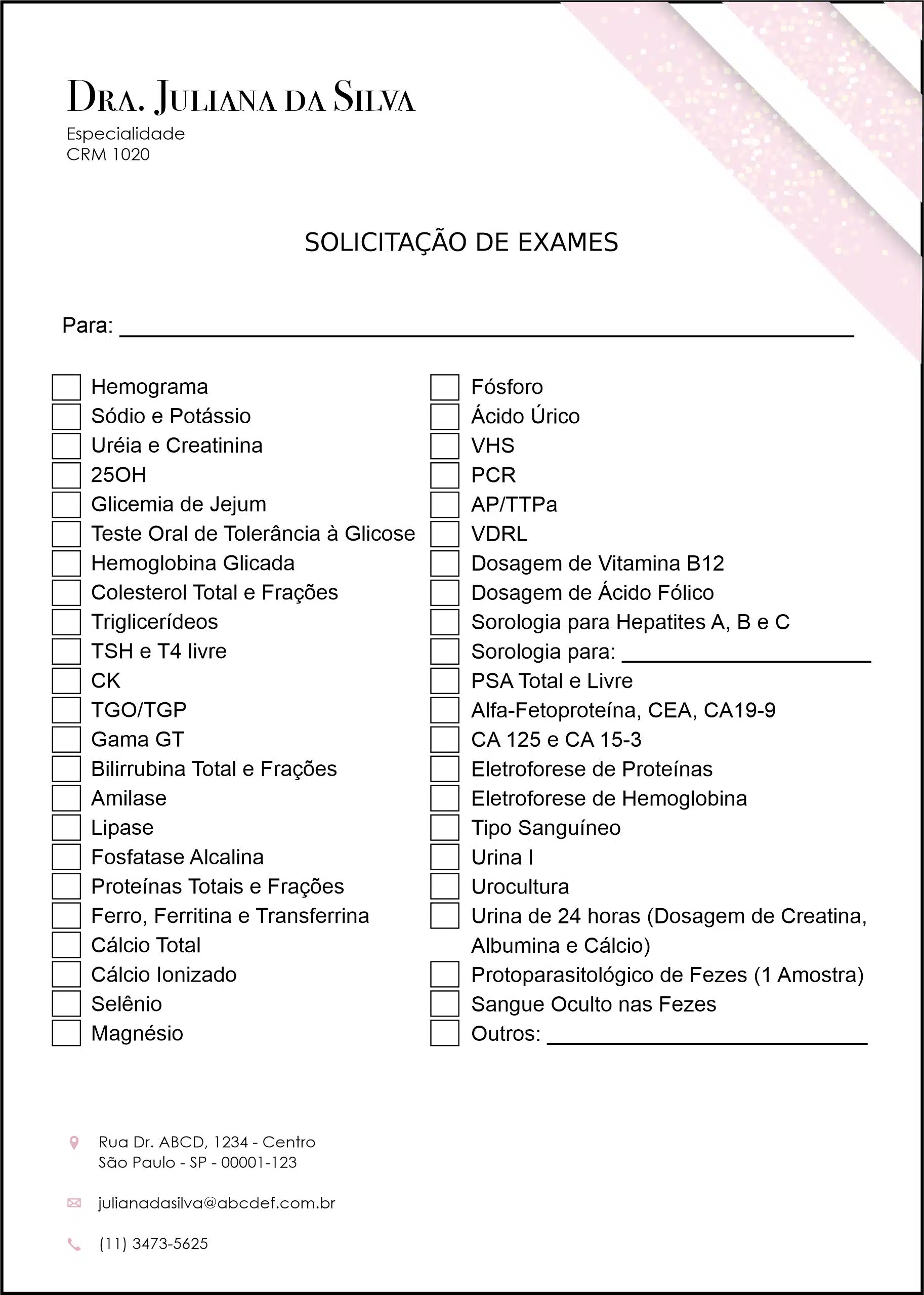 Solicitação de Exames Dermatologista Burford