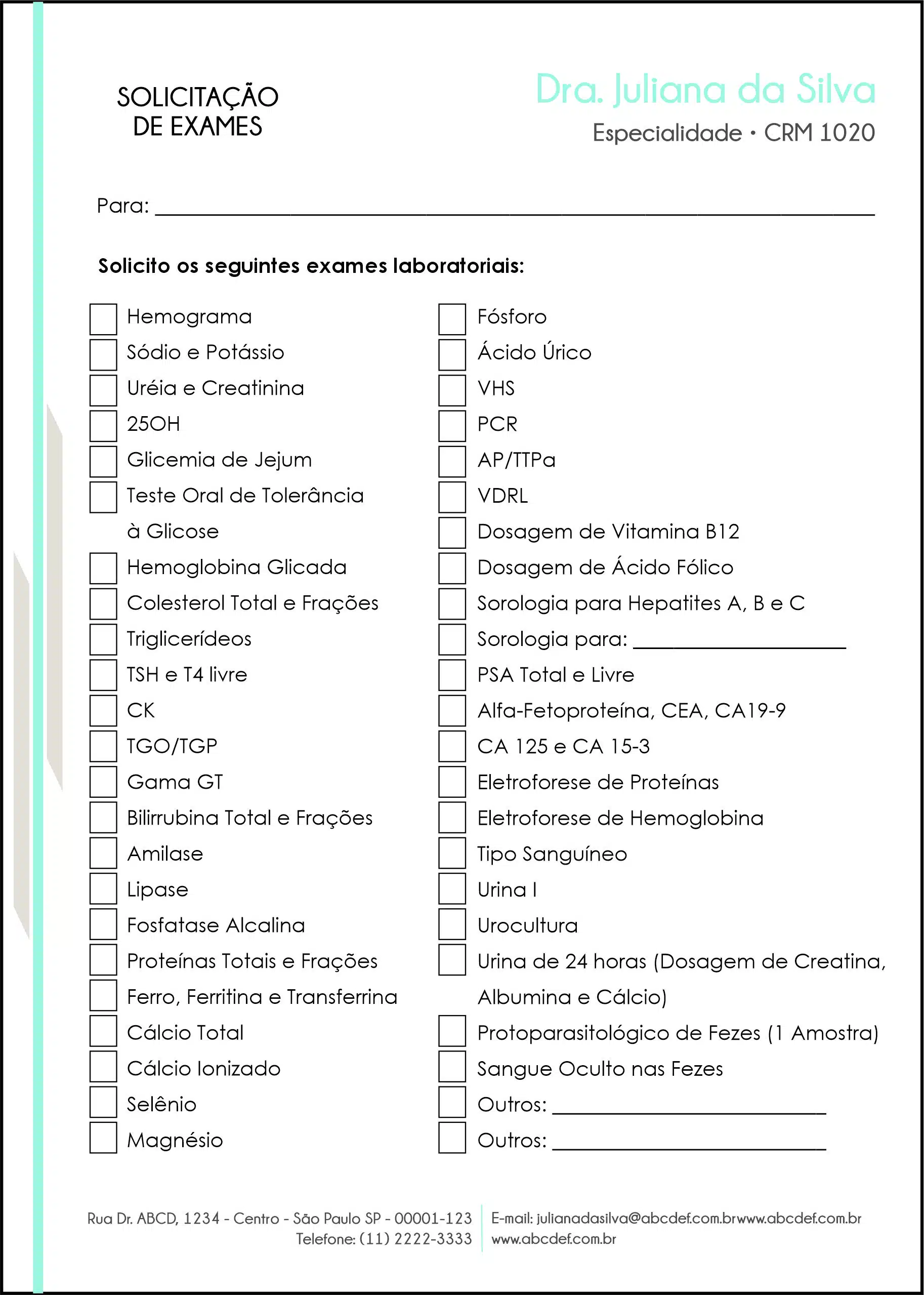 Solicitação de Exames Clínica Geral Suez