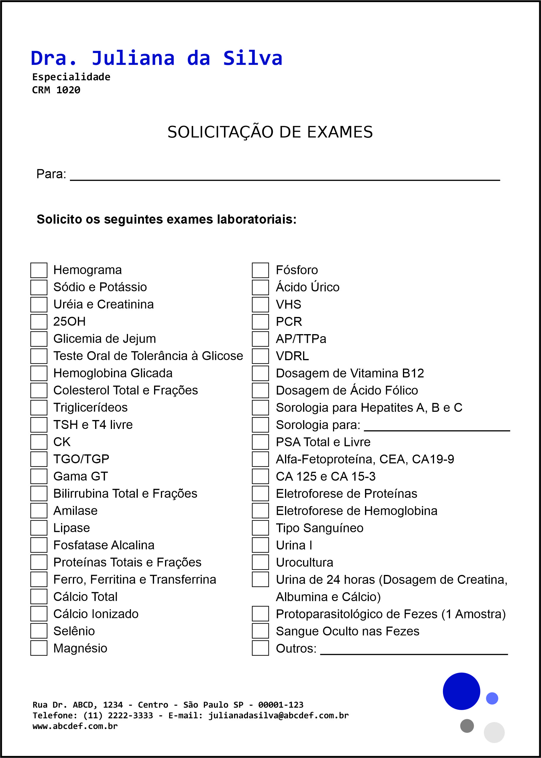 Solicitação de Exames Clínica Geral Assuã