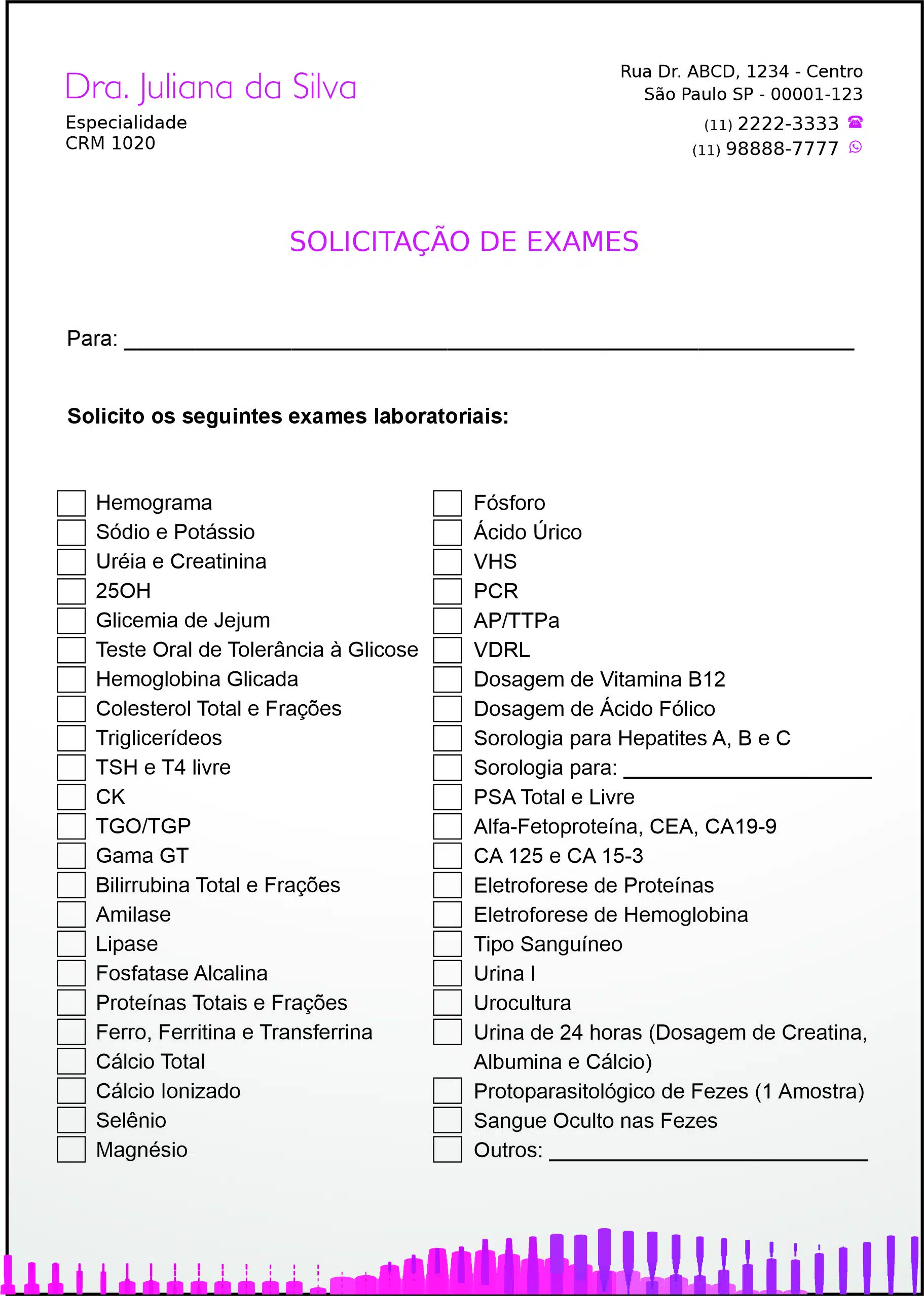 Solicitação de Exames Ginecologia Austin