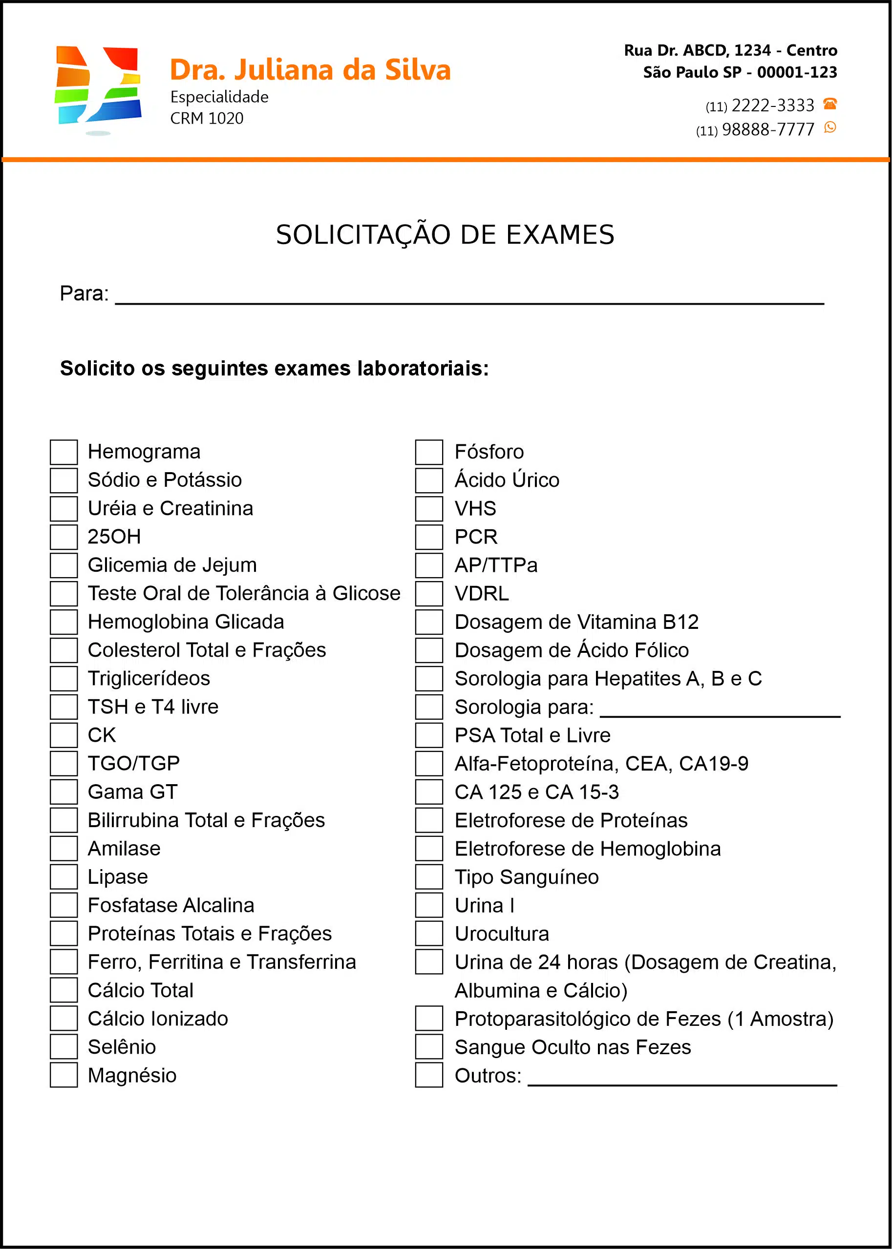 Solicitação de Exames Ortopedia Lárissa