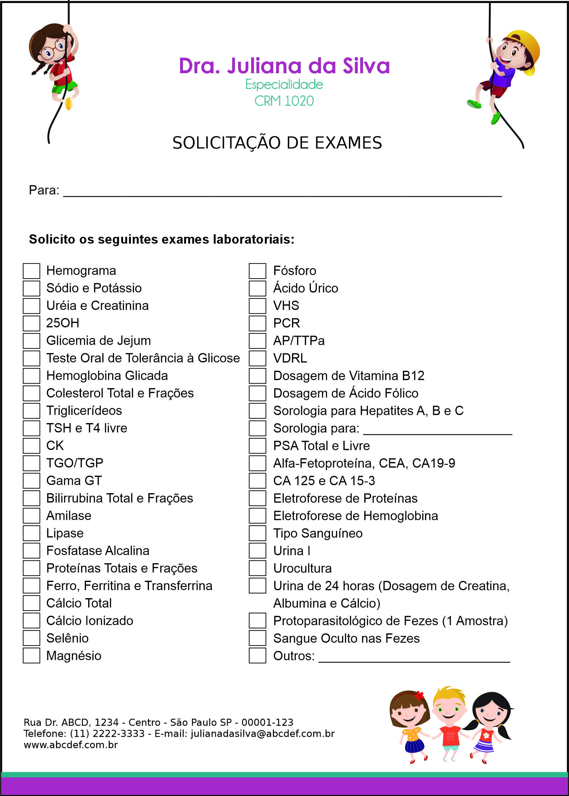 Solicitação de Exames Pediatria Varsóvia