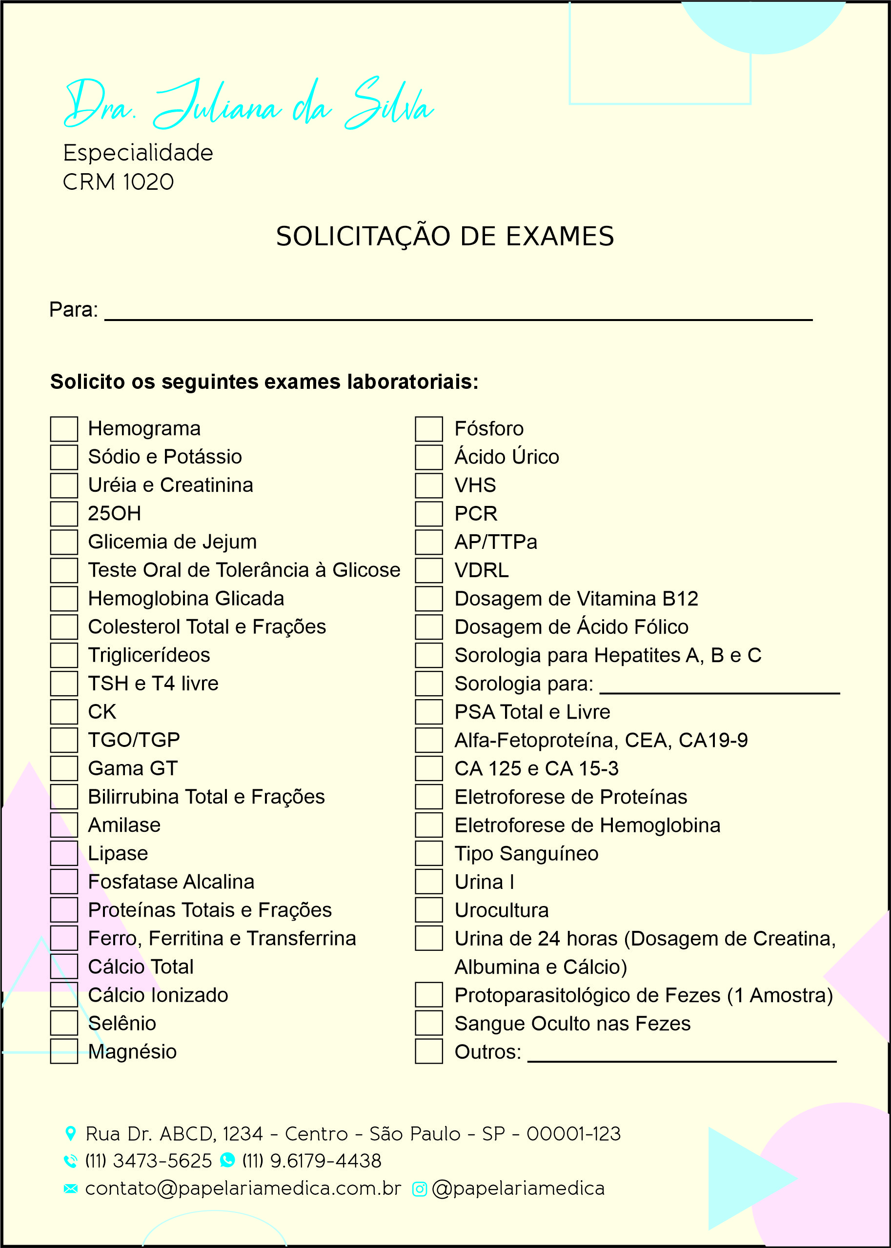 Solicitação de Exames Pediatria Cracóvia