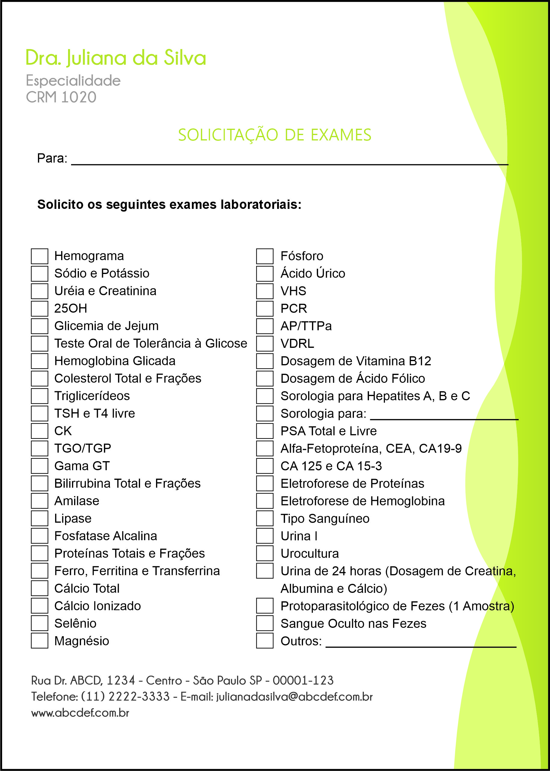 Solicitação de Exames Performance Eger
