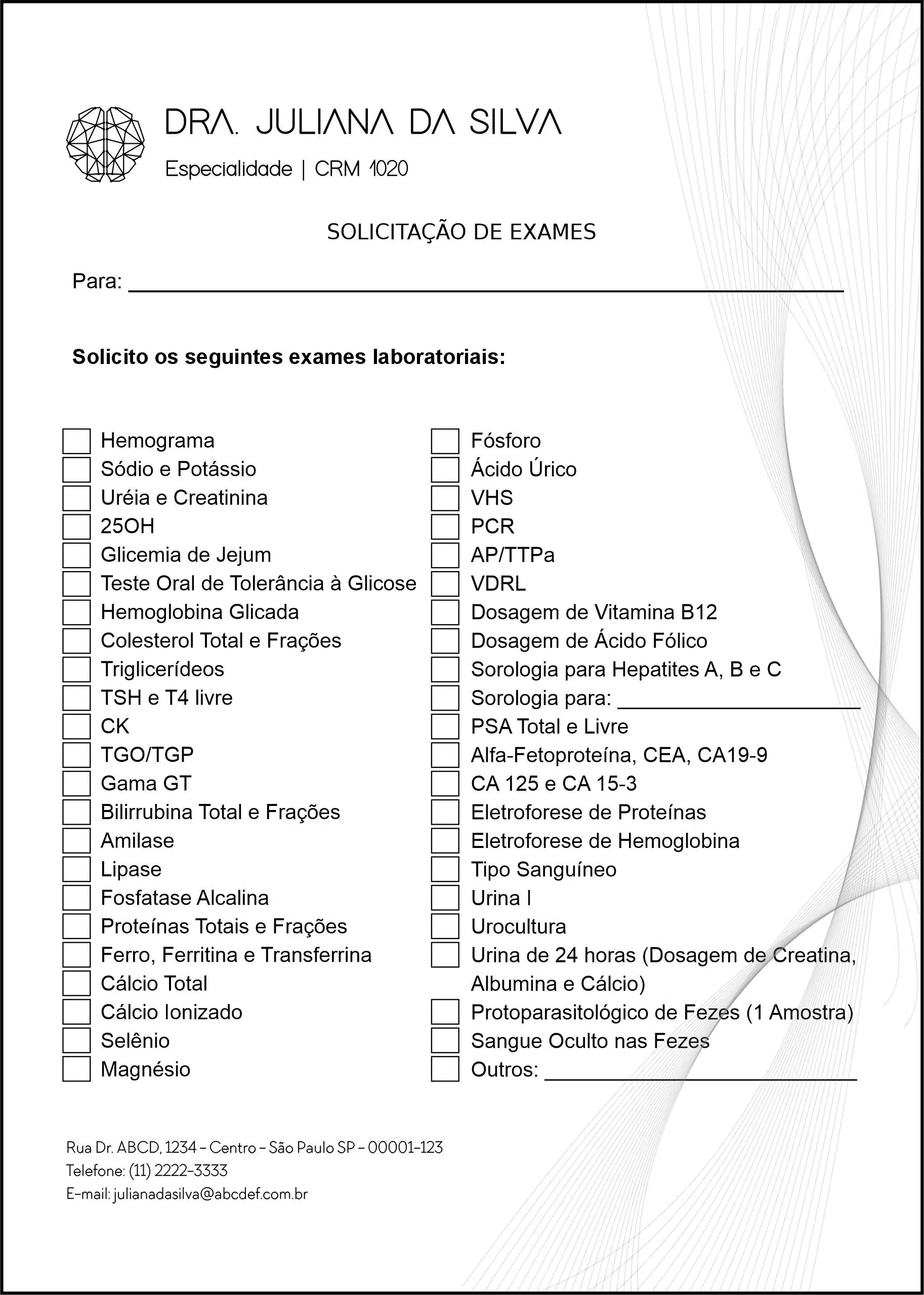 Solicitação de Exames Psiquiatra e Neurologista Milan