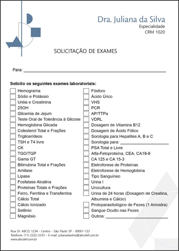 Solicitação de Exames Psiquiatra e Neurologista Siena Solicitação de Exames Psiquiatra e Neurologista Siena