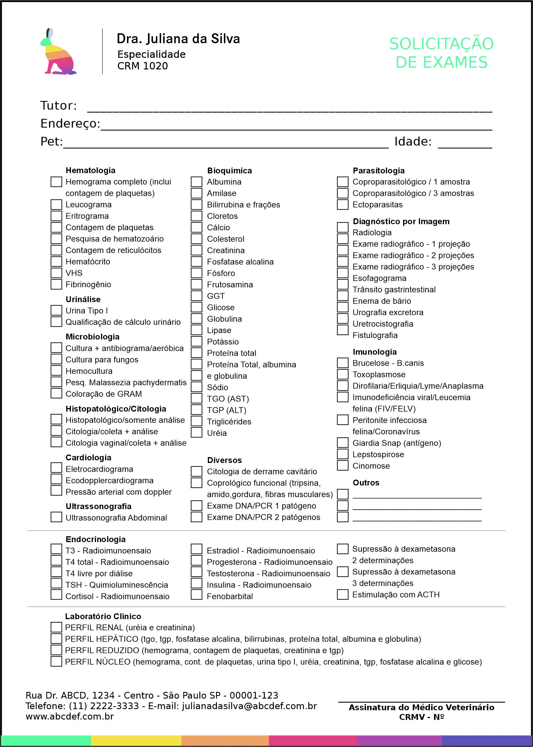 Solicitação de Exames Veterinário Viena