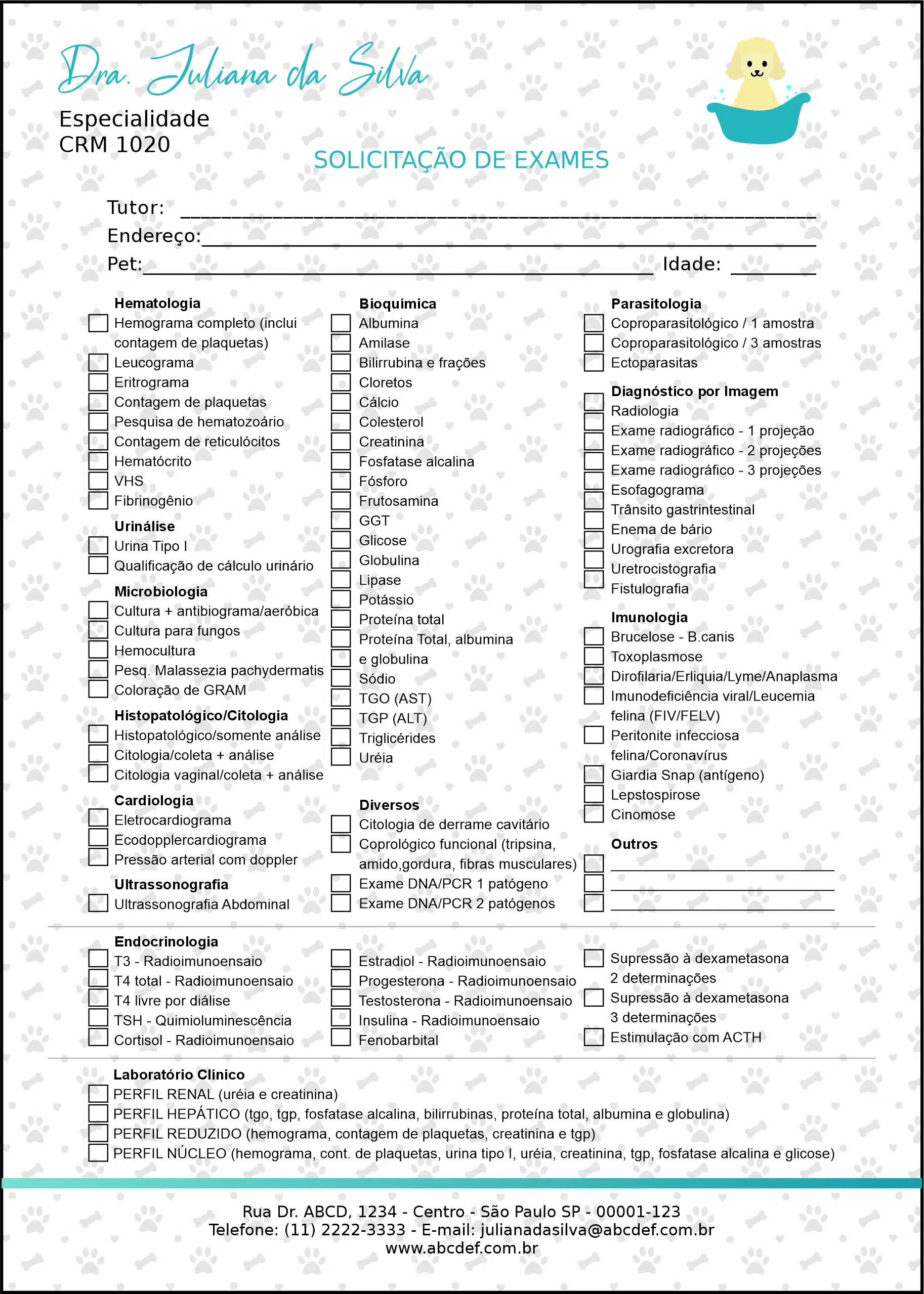 Solicitação de Exames Veterinário Enns