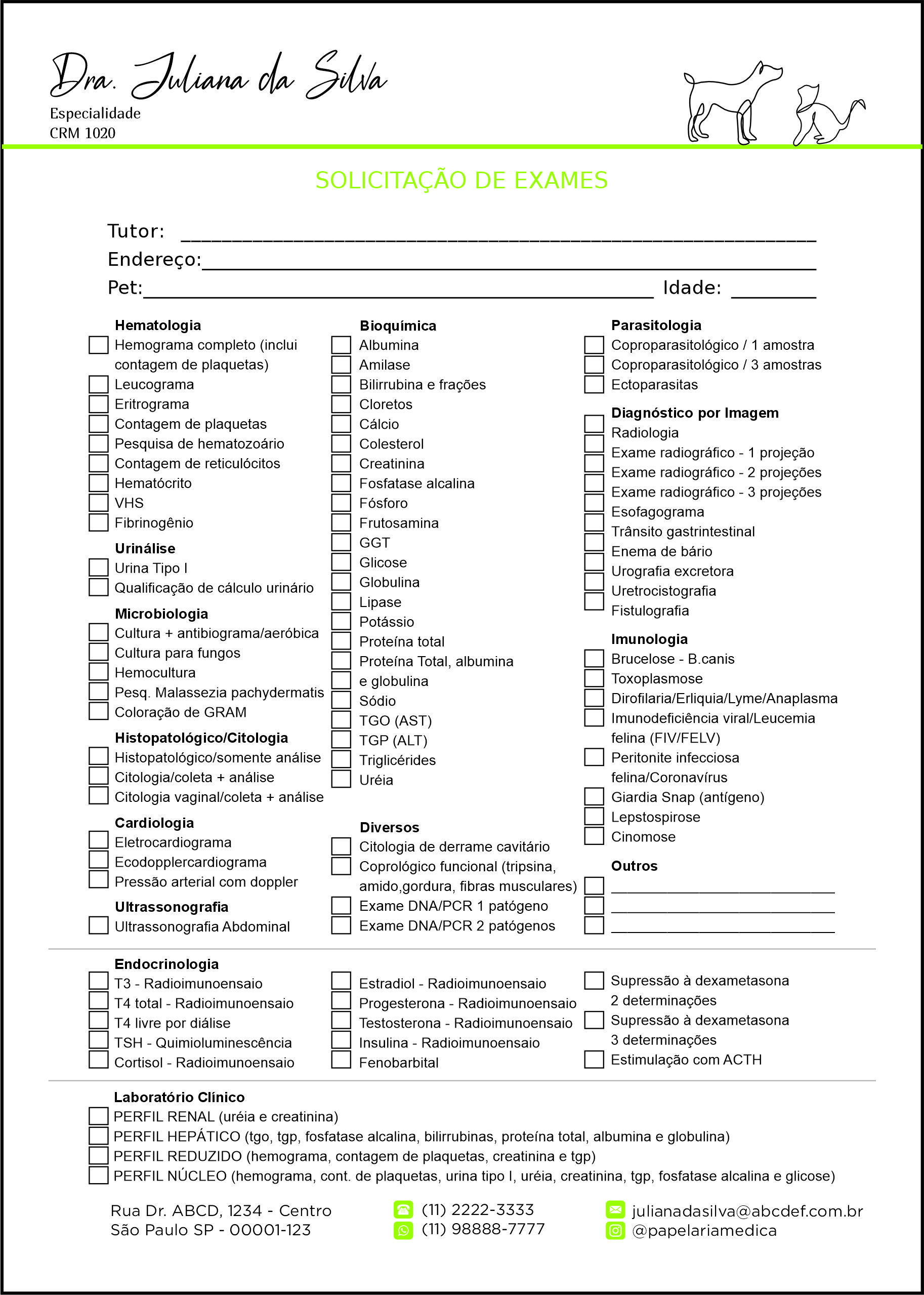 Solicitação de Exames Veterinário Leobens