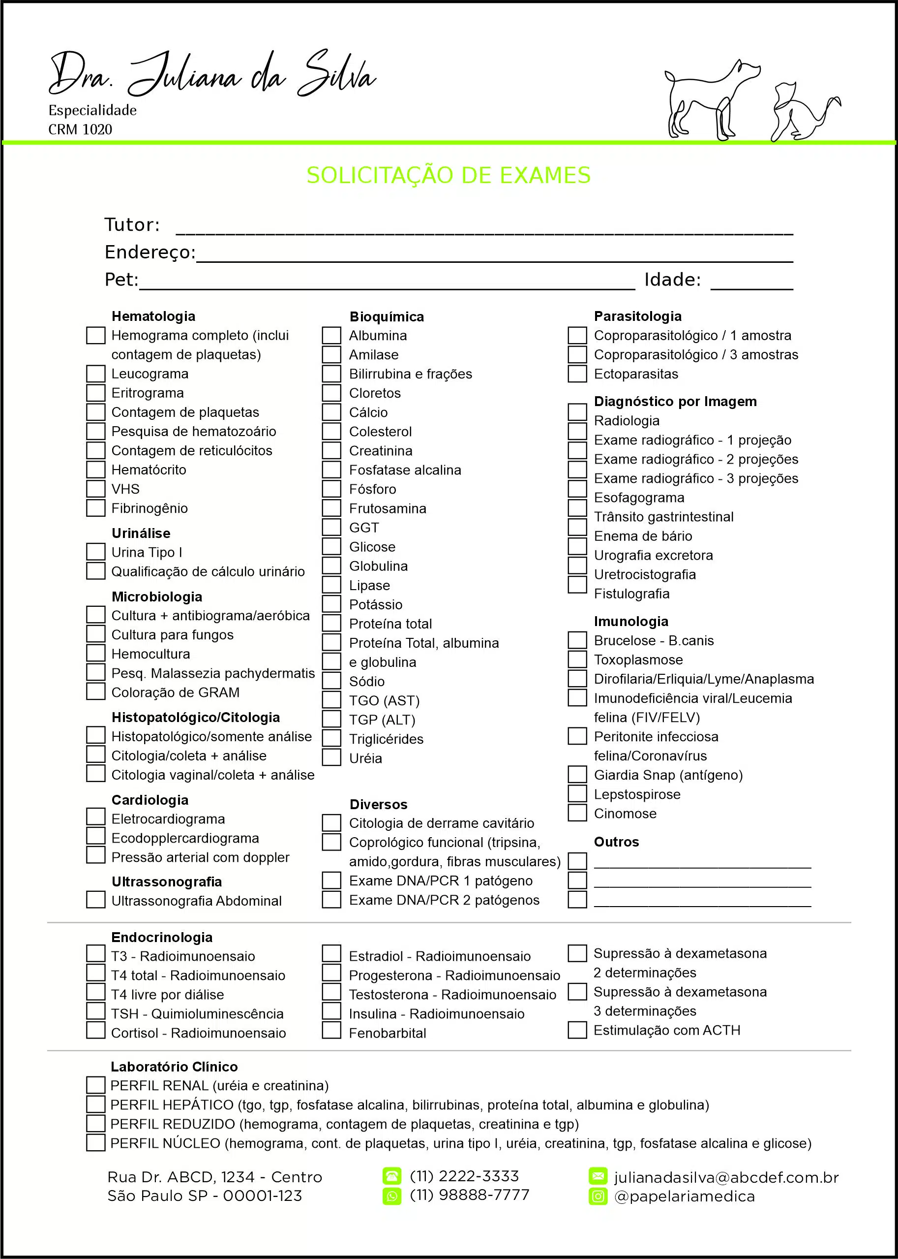 Solicitação de Exames Veterinário Leobens