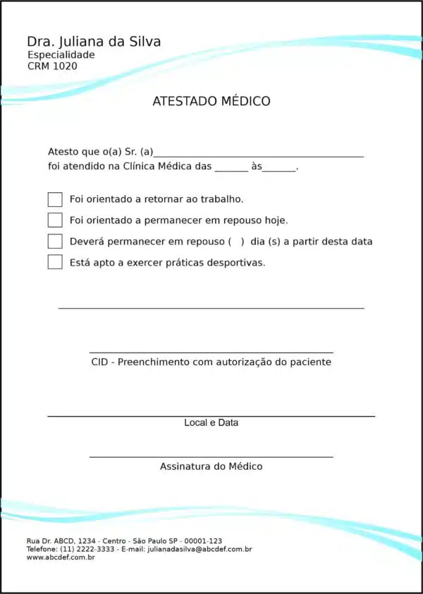 Atestado Clínica Geral Berenice Atestado Clínica Geral Berenice