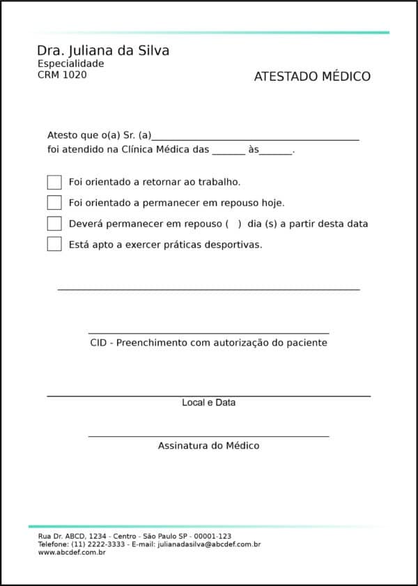 Atestado Clínica Geral Sohag Atestado Clínica Geral Sohag