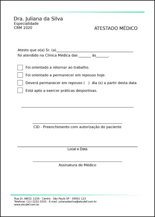 Atestado Clínica Geral Sohag Atestado Clínica Geral Sohag