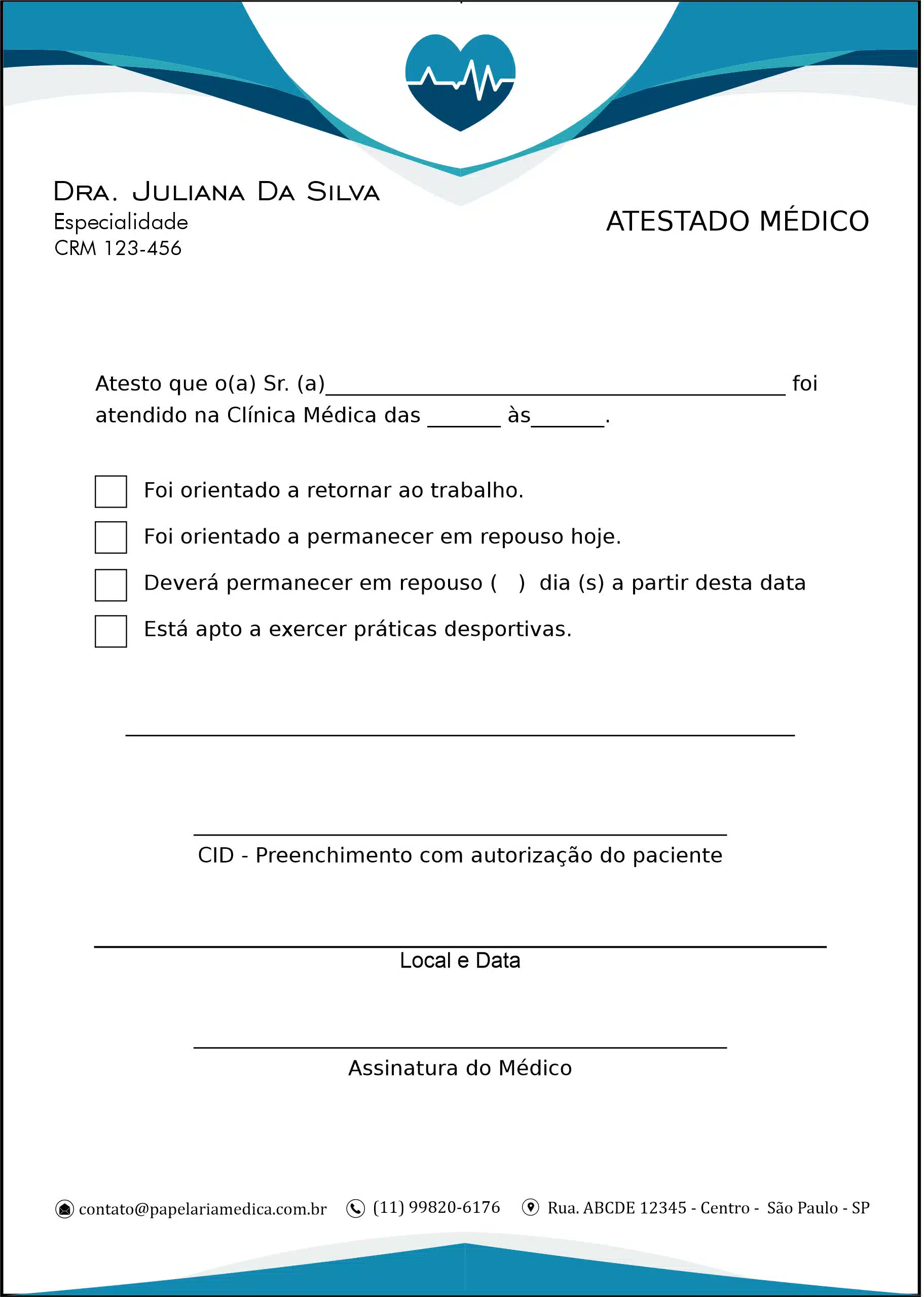 Atestado Cardiologista Lisse