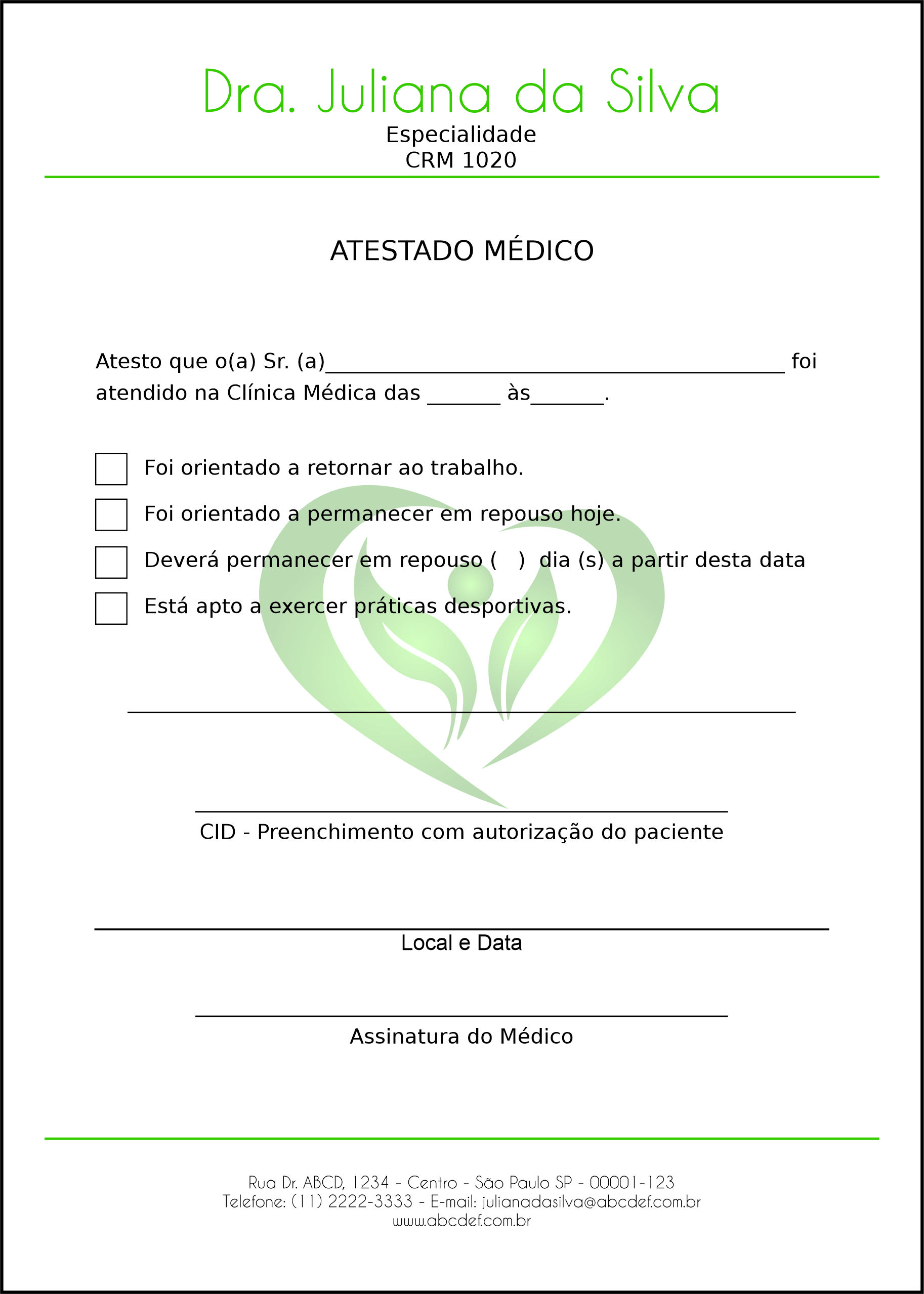 Atestado Endocrinologia Winnipeg