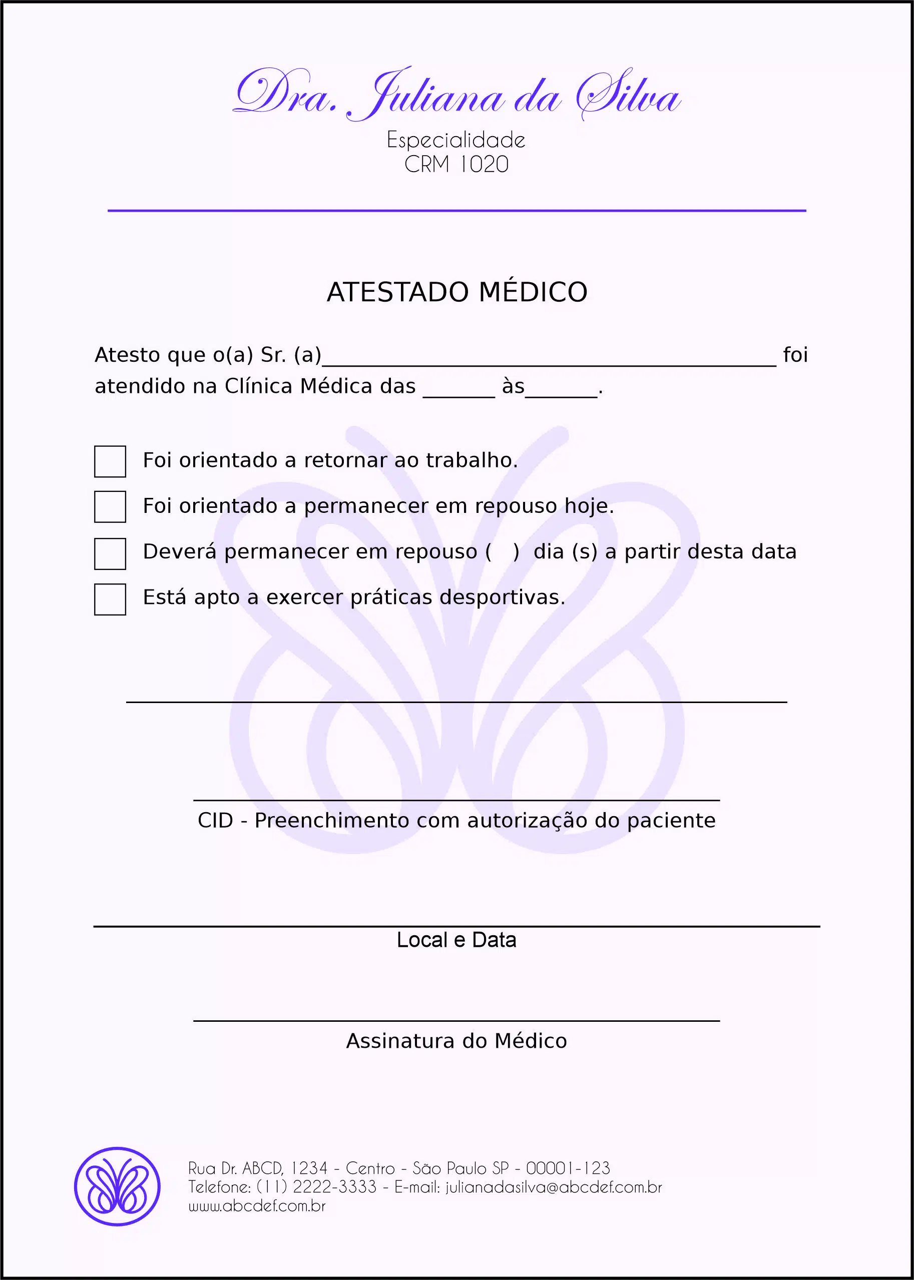 Atestado Endocrinologia Toronto