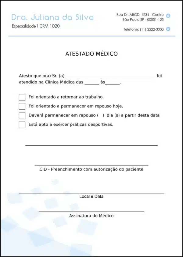 Atestado Clínica Geral Minia Atestado Clínica Geral Minia