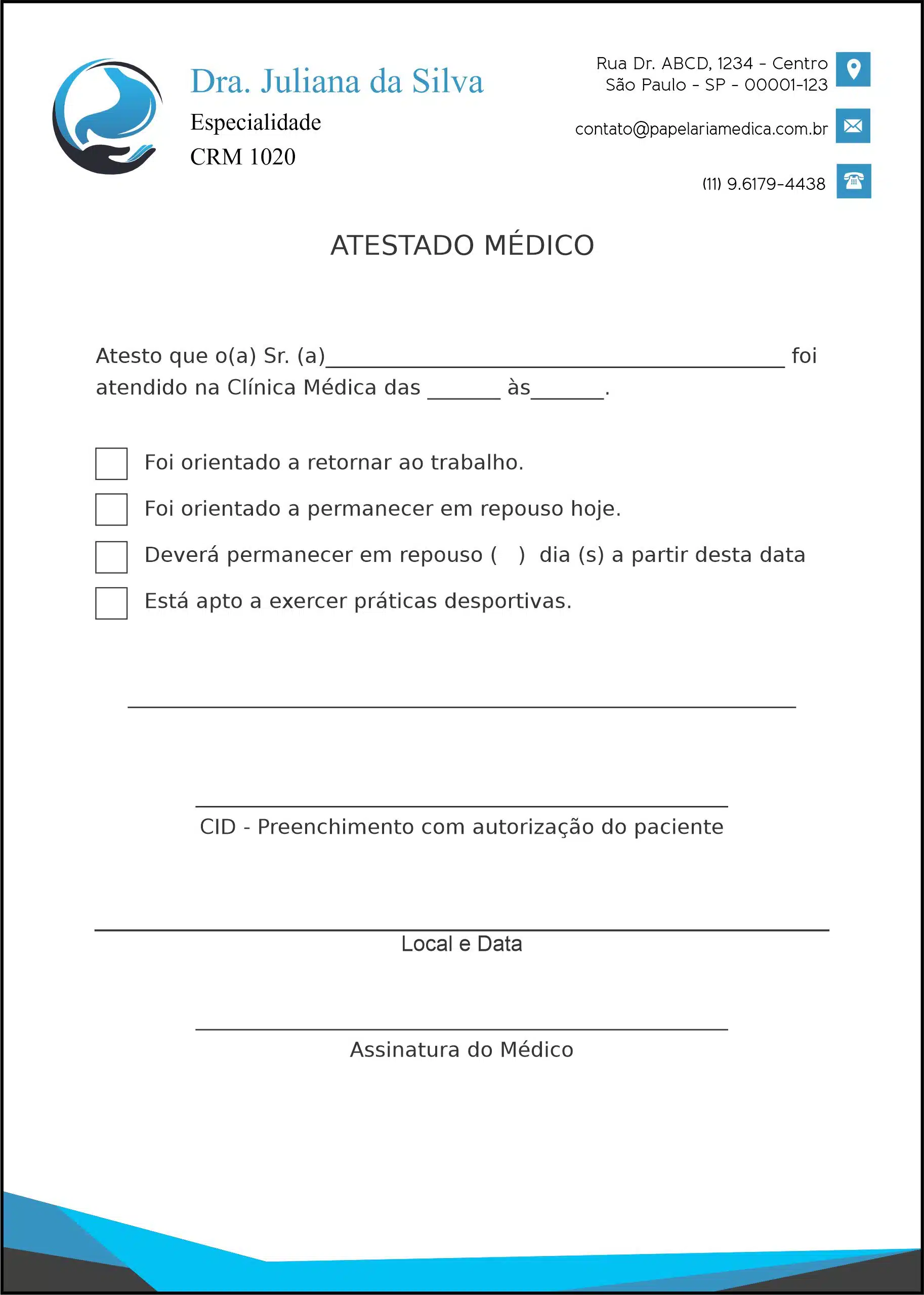 Atestado Gastroenterologia São Petersburgo