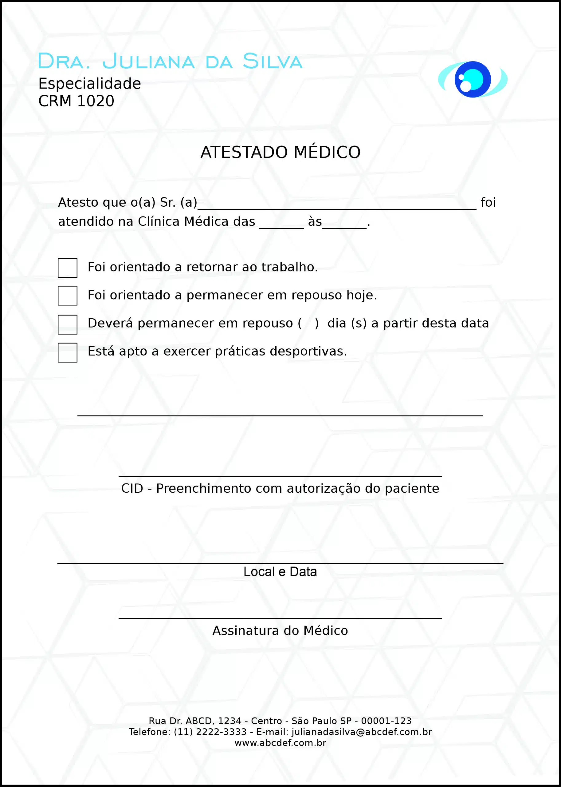 Atestado Oftalmologia Helsingborg