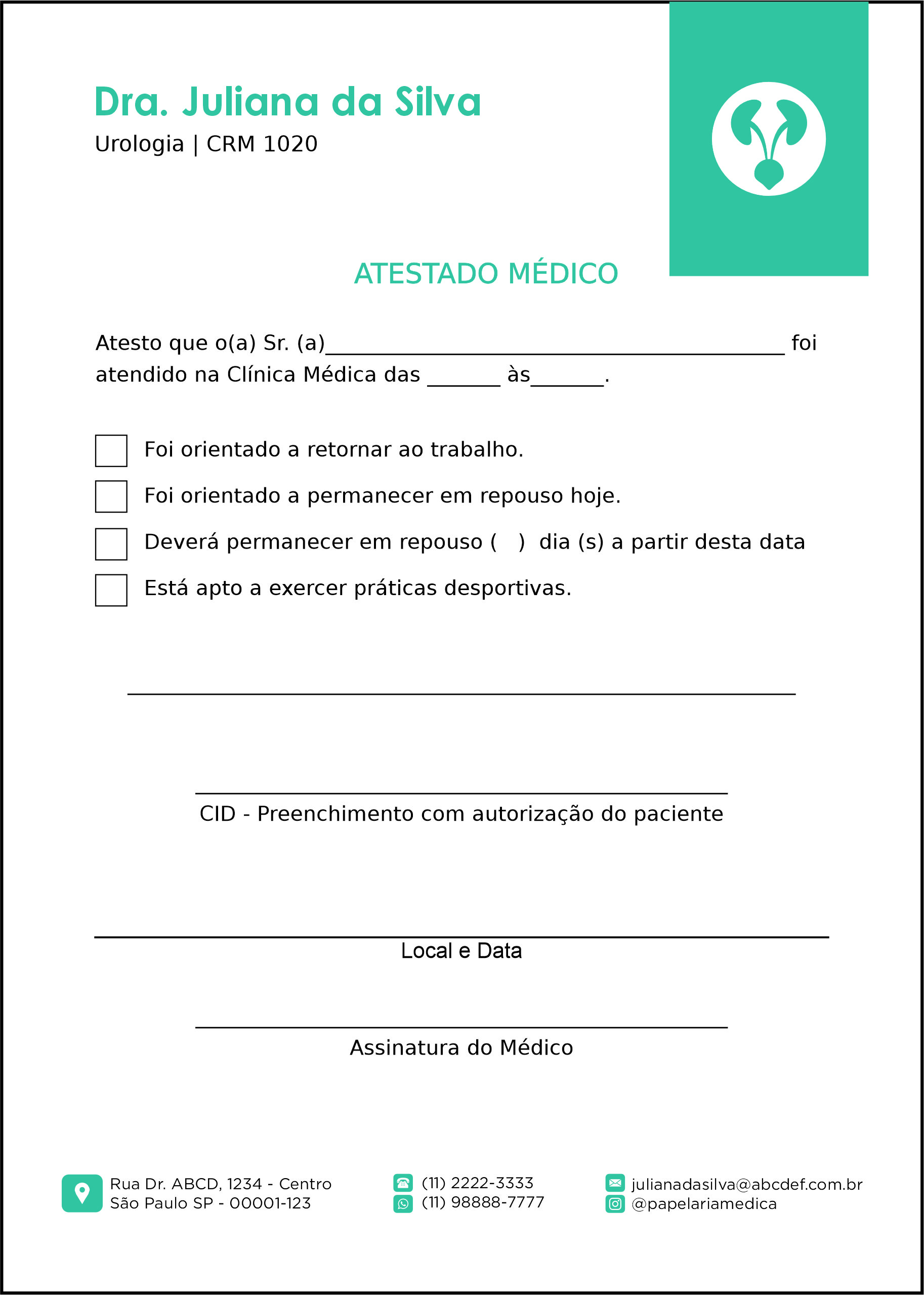 Atestado Urologia Lisboa