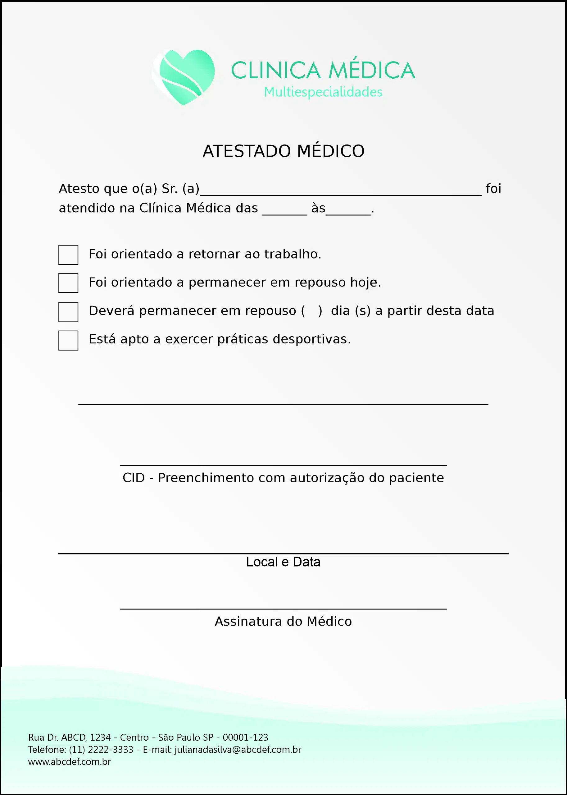 Atestado Cardiologista Haia