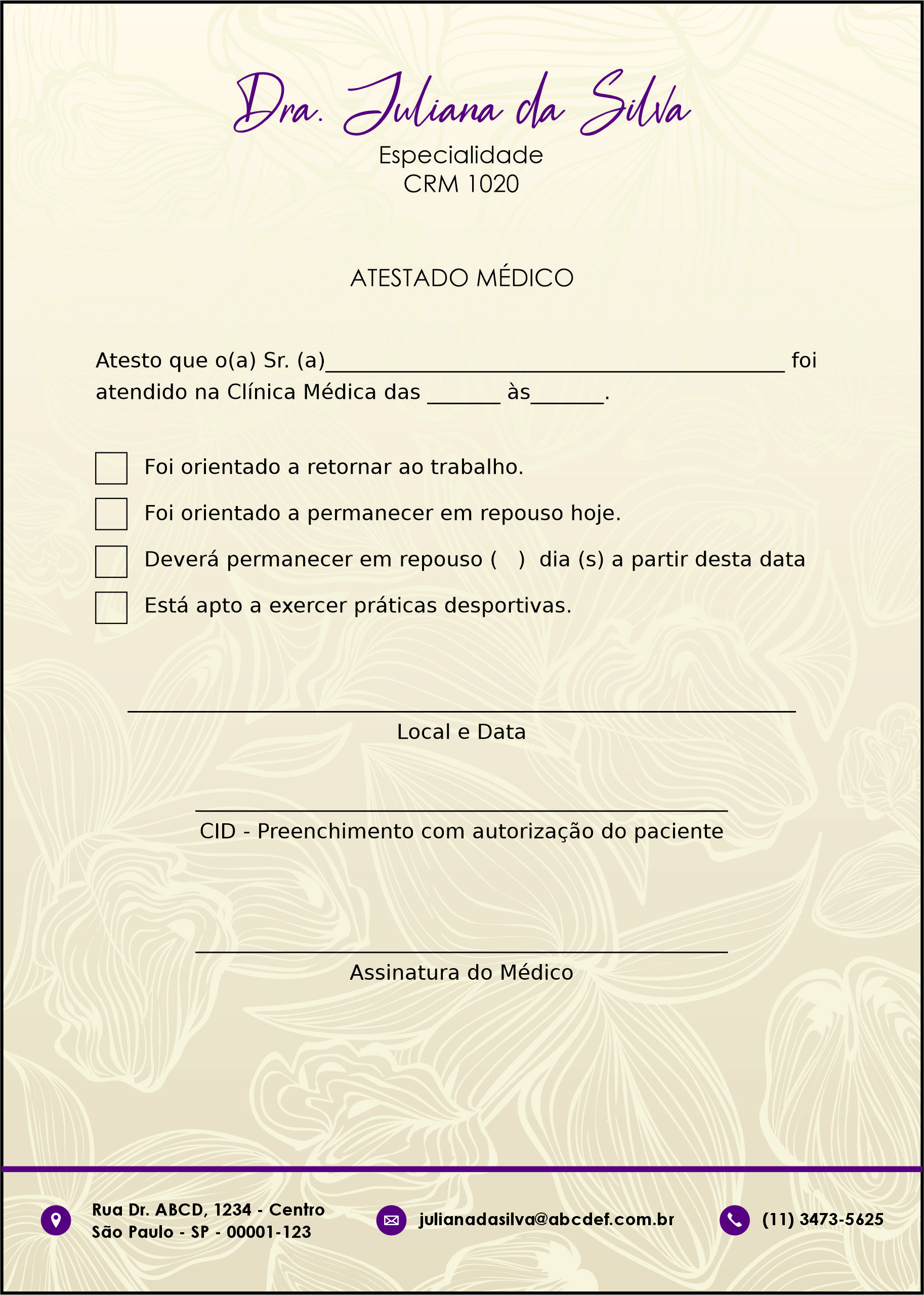 Atestado Dermatologista Oxford