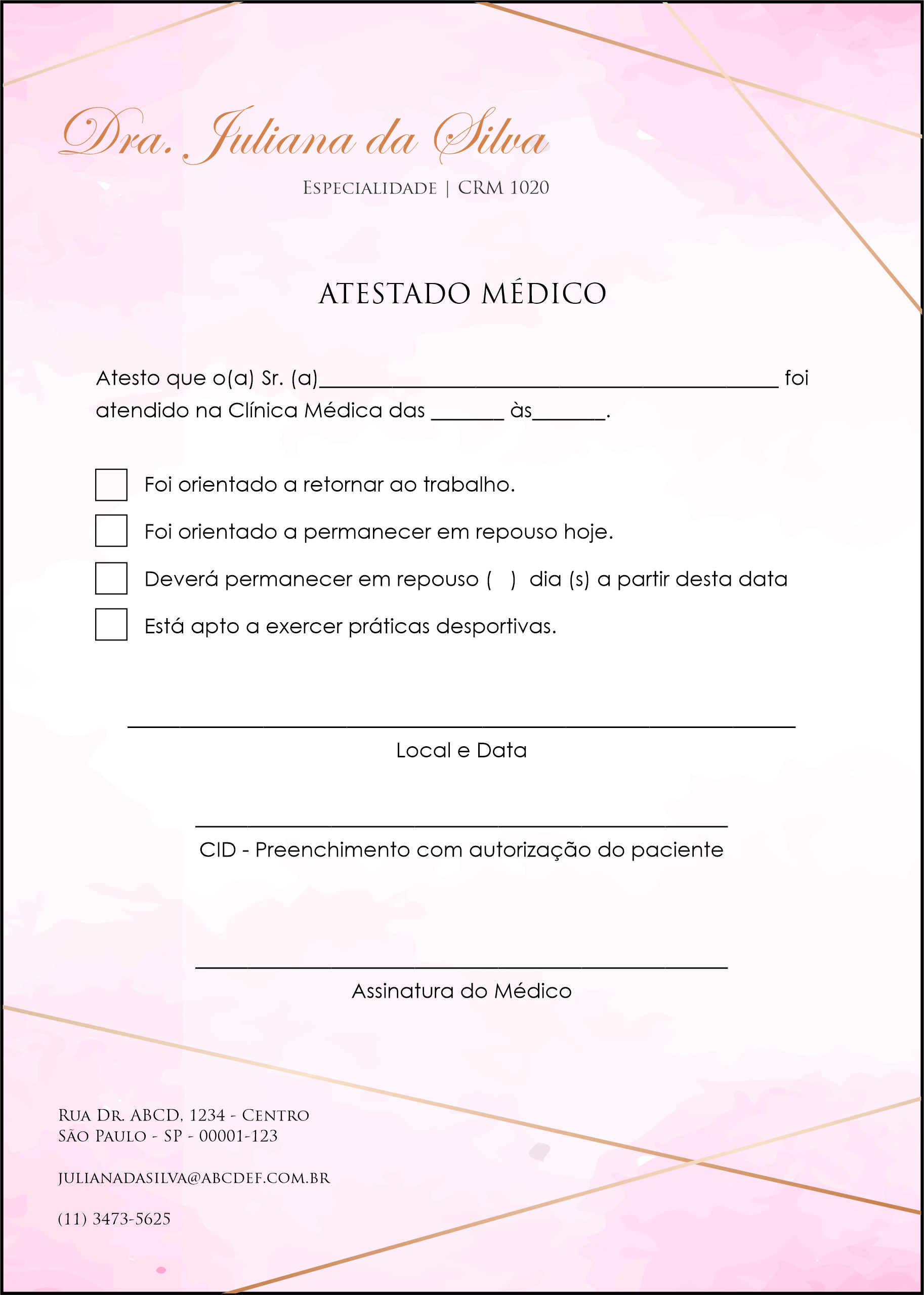 Atestado Dermatologista Cambridge