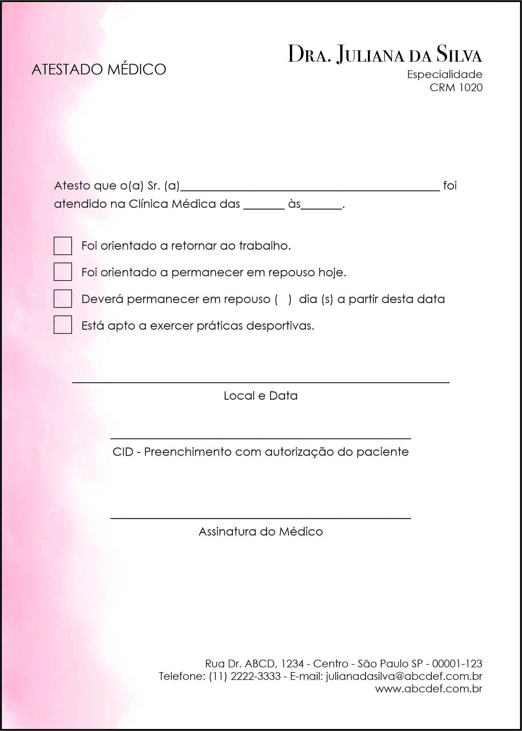 Atestado Dermatologista Londres