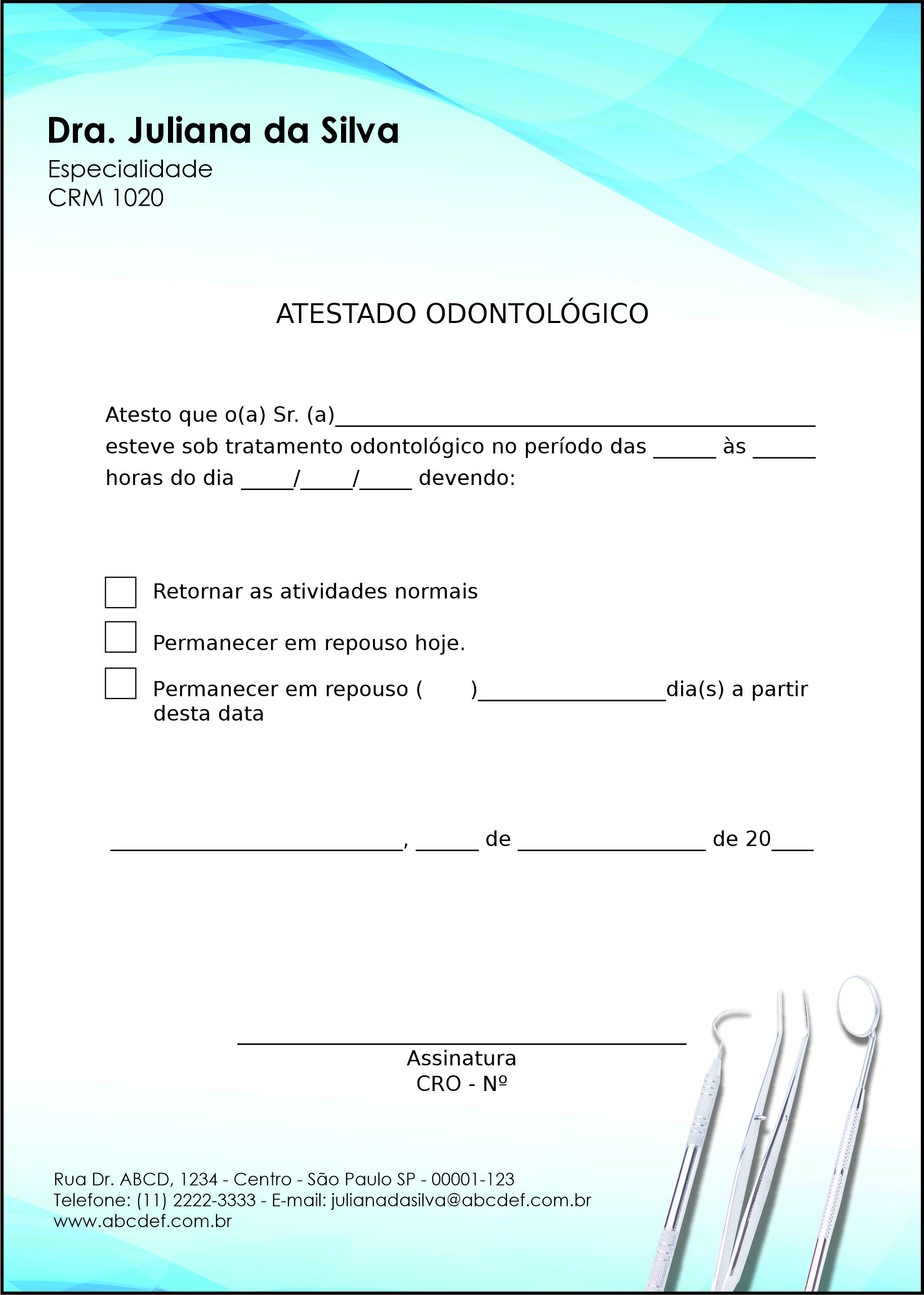 Atestado Odontologia Versalhes