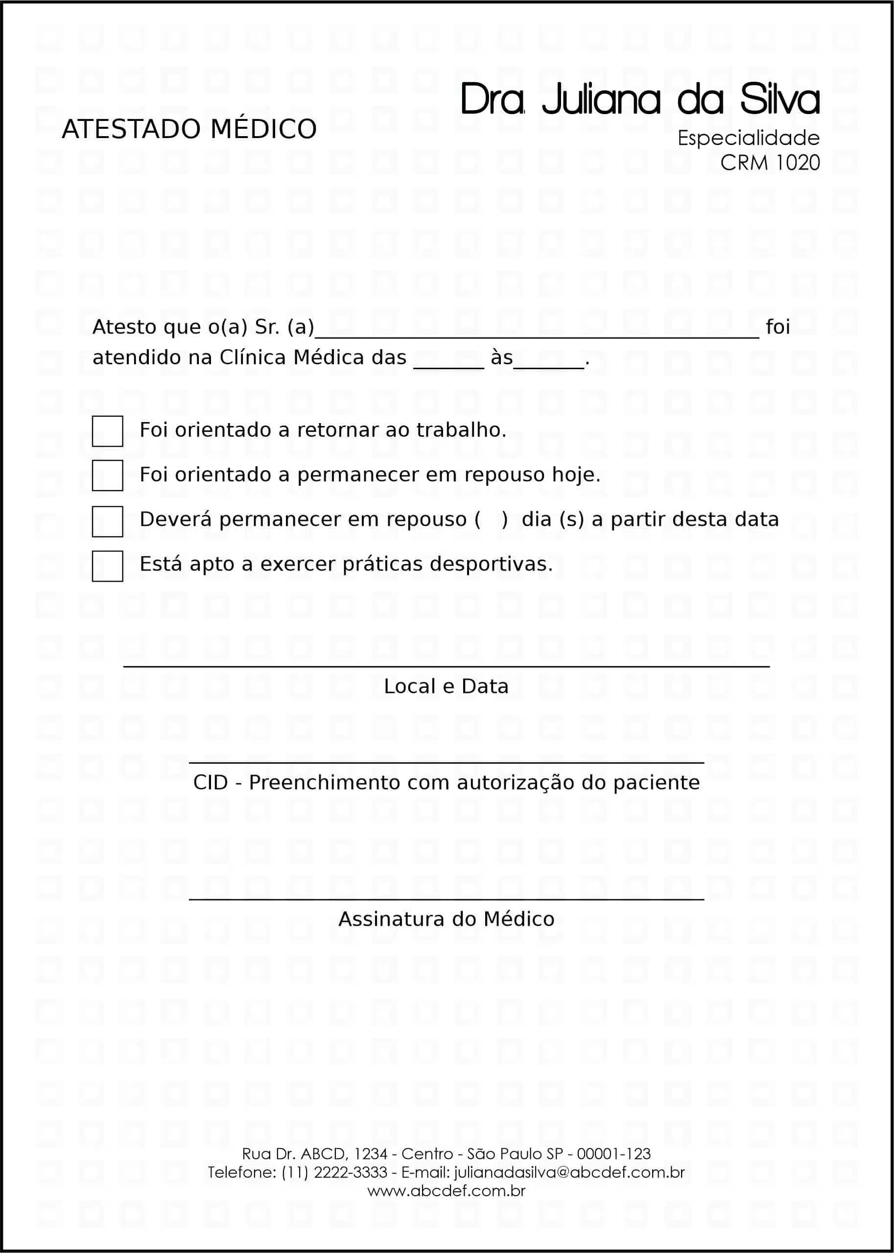 Atestado Clínica Geral Heliópolis