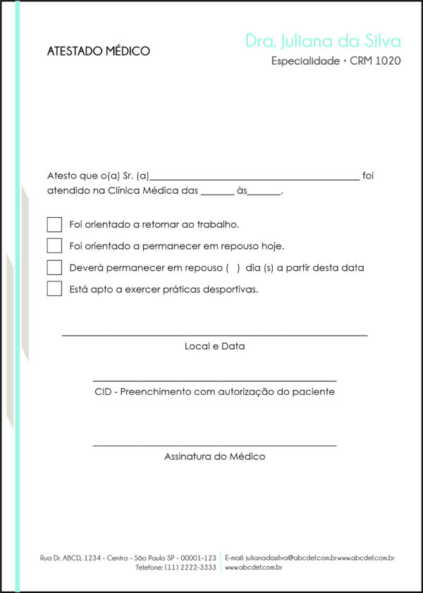 Atestado Clínica Geral Suez Atestado Clínica Geral Suez
