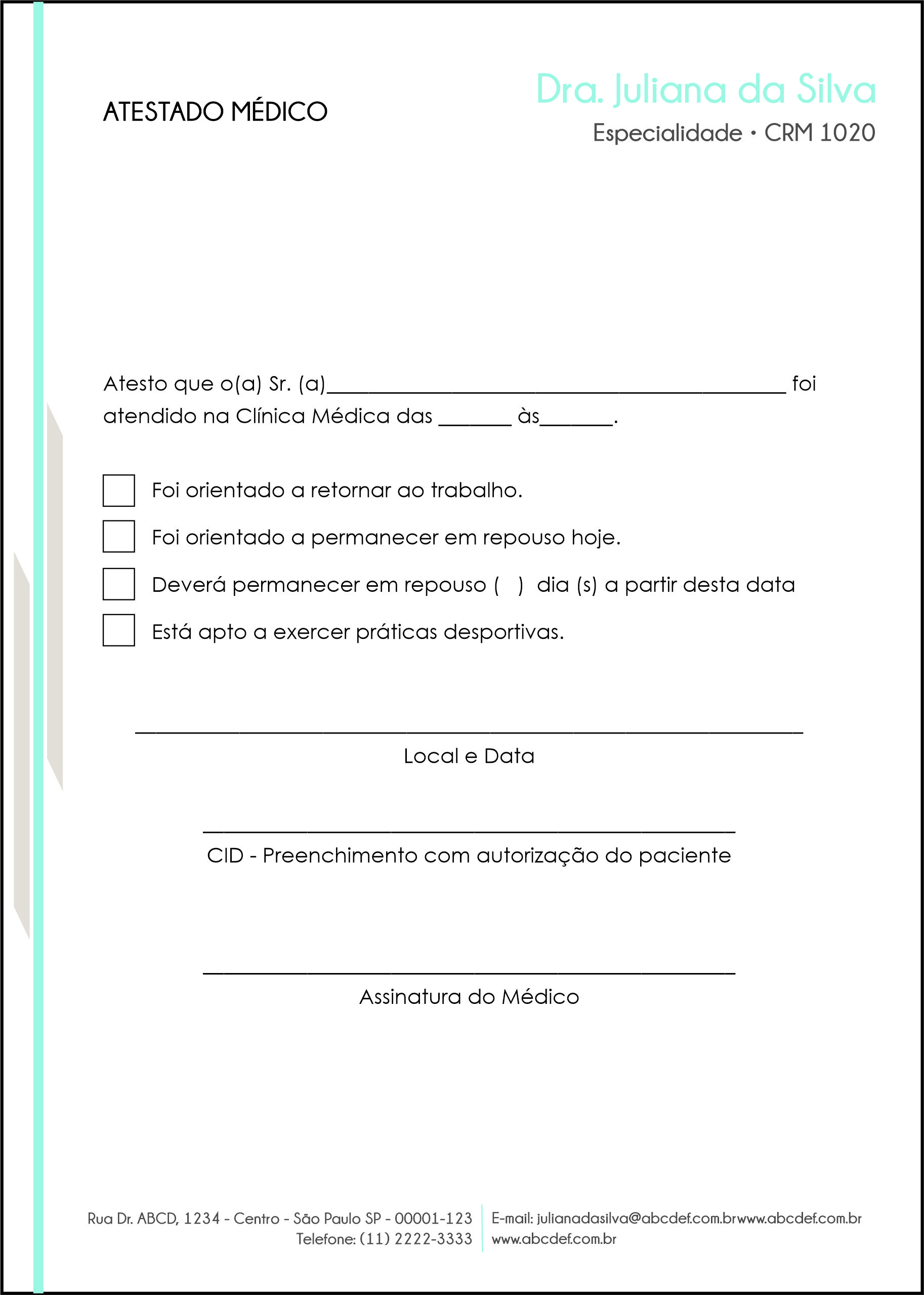 Atestado Clínica Geral Suez