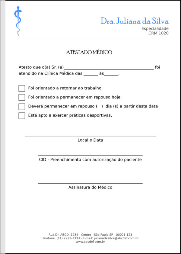 Atestado Clínica Geral Saís Atestado Clínica Geral Saís