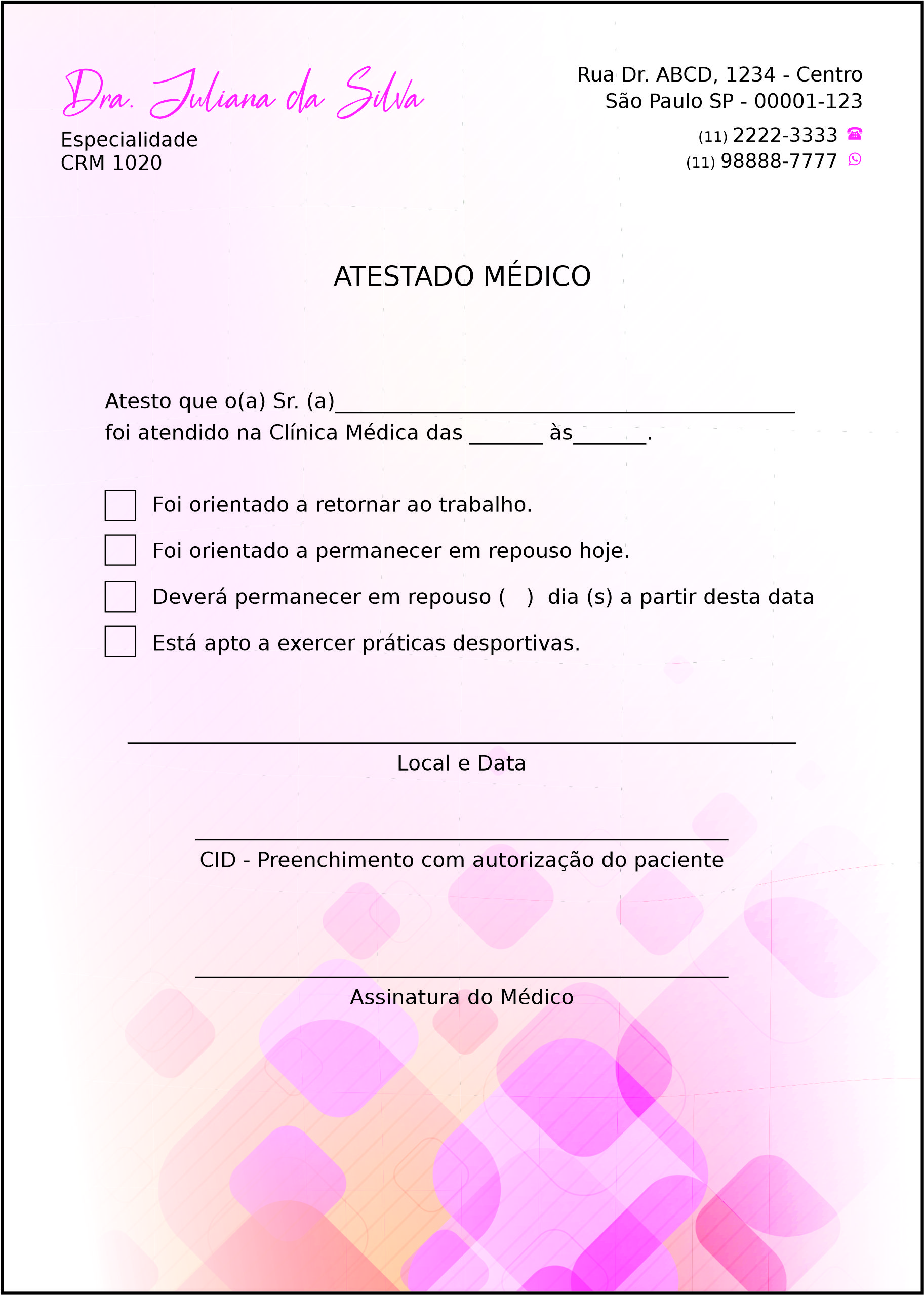 Atestado Ginecologia Los Angeles